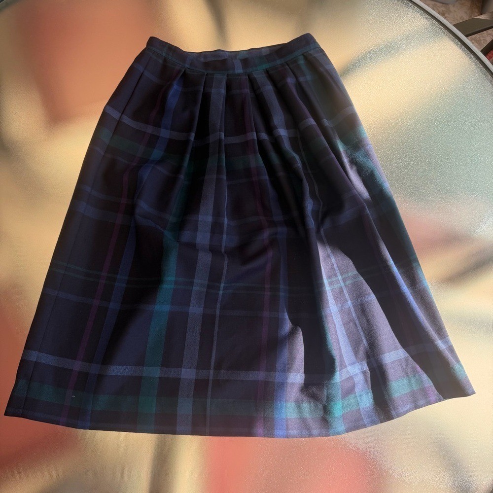 Vintage Lombardi of Hartford Plaid Pencil Skirt Pockets Wiggle Blue Academia L