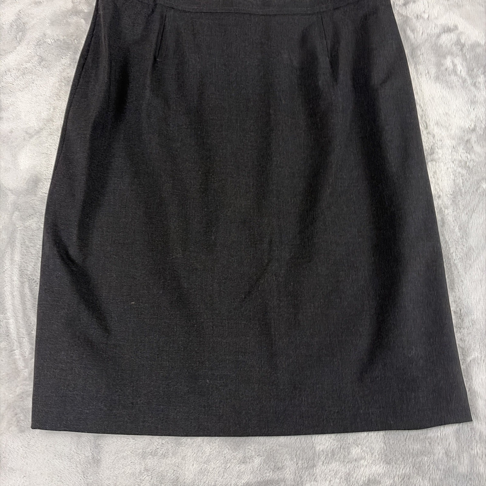 VTG Louis Feraud Pencil Skirt Size 16 Wool High Waist Academia Black Heather
