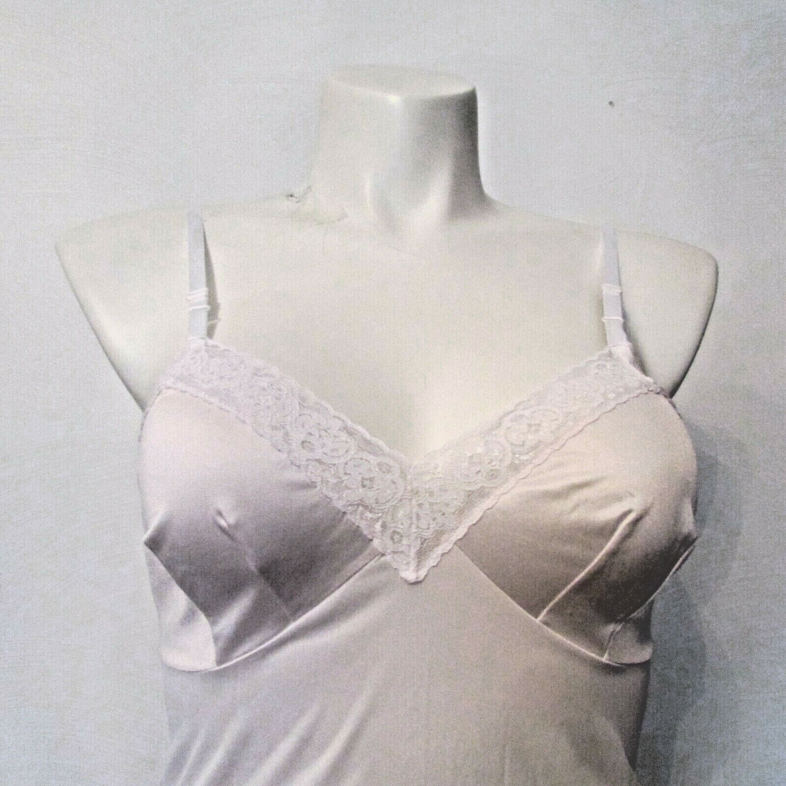 Vanity Fair 10-103 Semi-Sheer Off-White Nylon Lace Trim 22″ Full Dress Slip 36