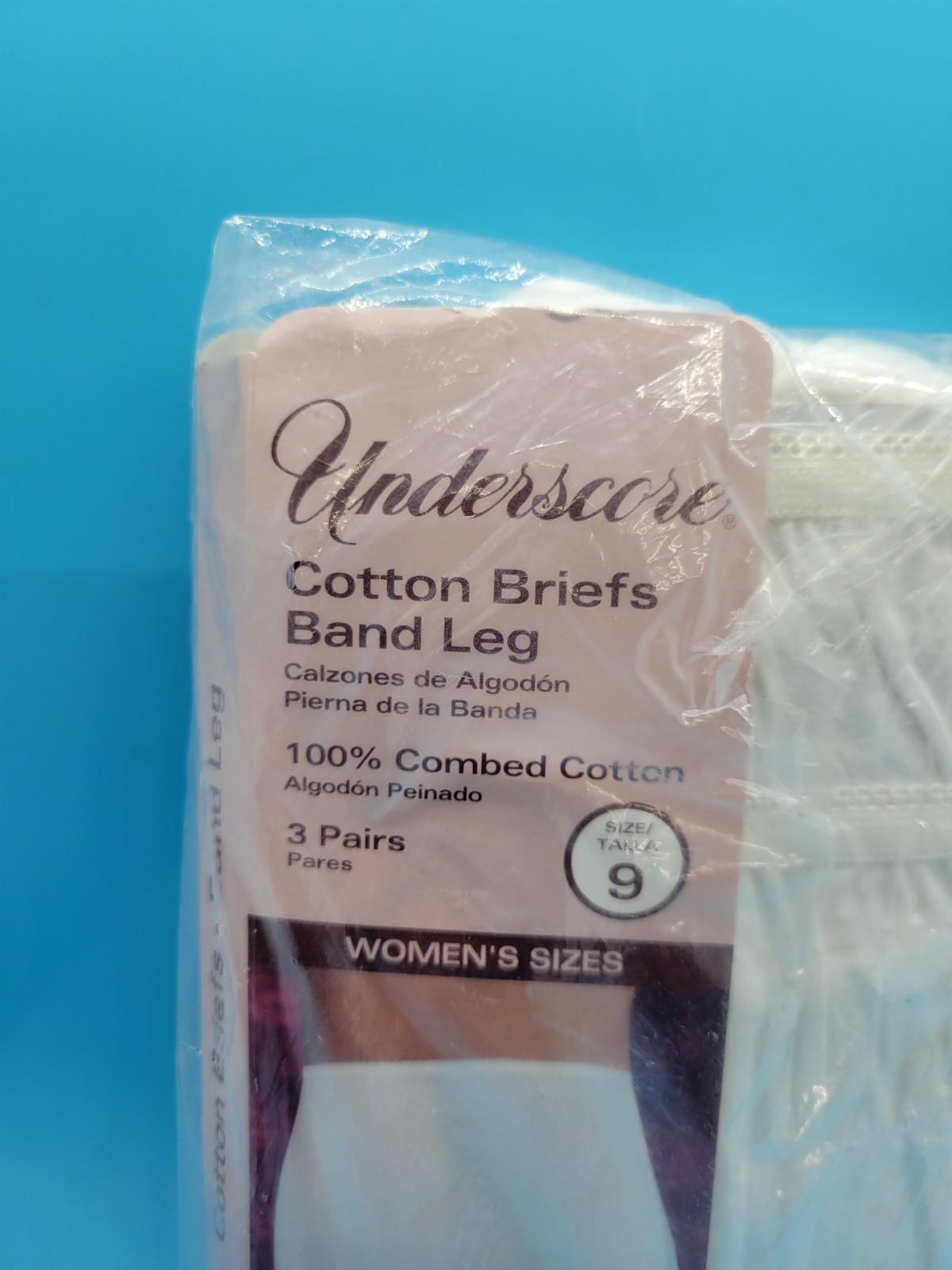Underscore Briefs White 3 Pair Pack 100% Combed Cotton Womens Size 9 Vintage NEW
