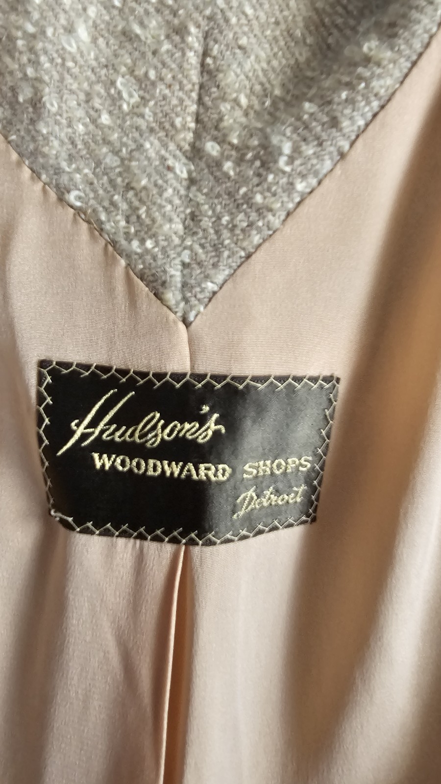Vintage Higgins Hudson’s Woodward Shops Boucle Coat Womens Beige Swing Coat…