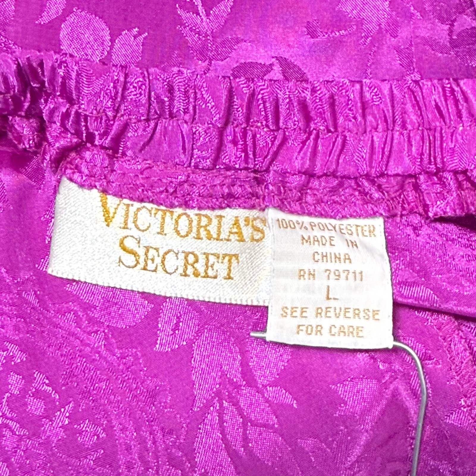 Vintage Victoria’s Secret Gold Label Pajama Set Womens L Jacquard Satin 90s Y2K