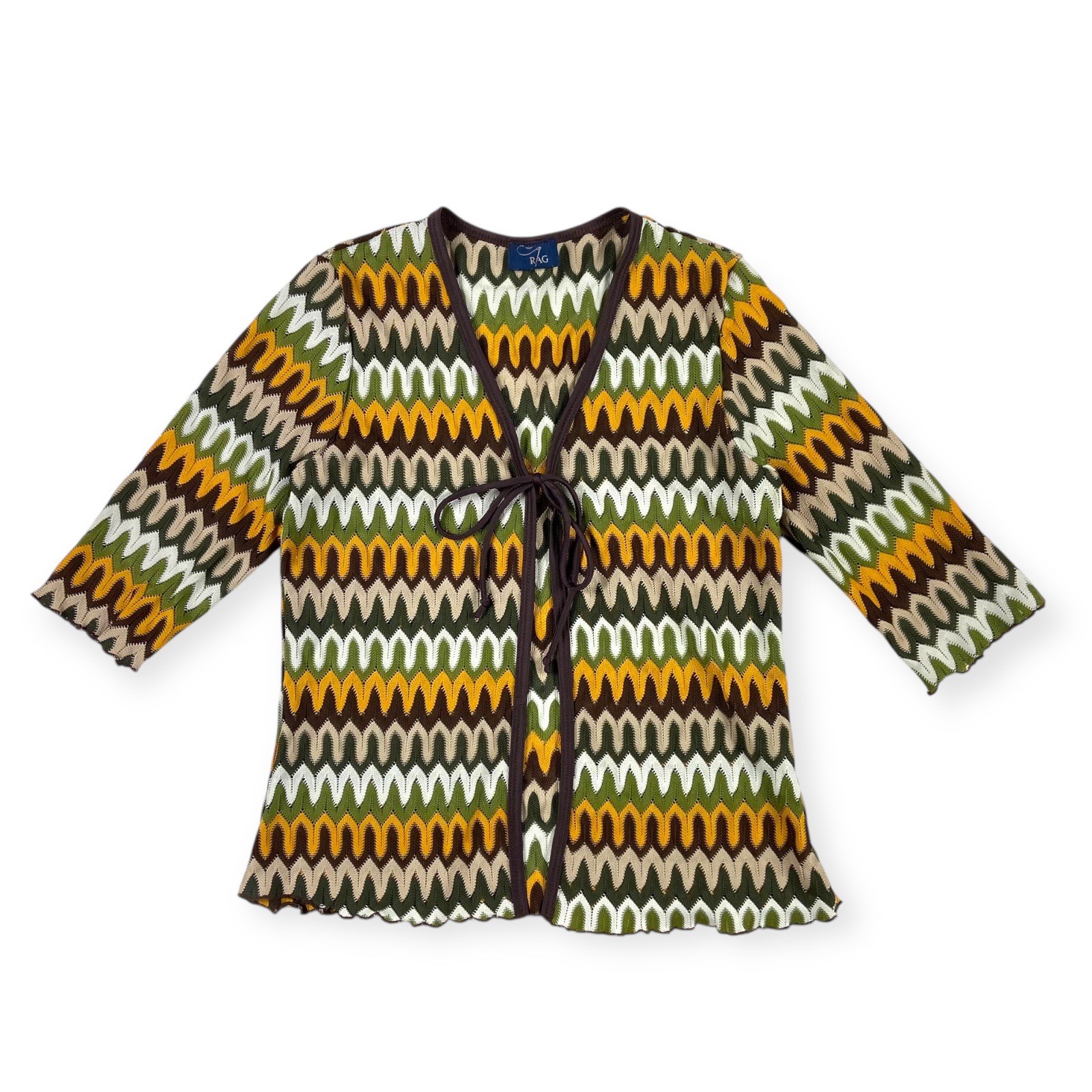 RAG Women’s Vtg 90s Y2K Knit Tie Front Cardigan Topper Grunge