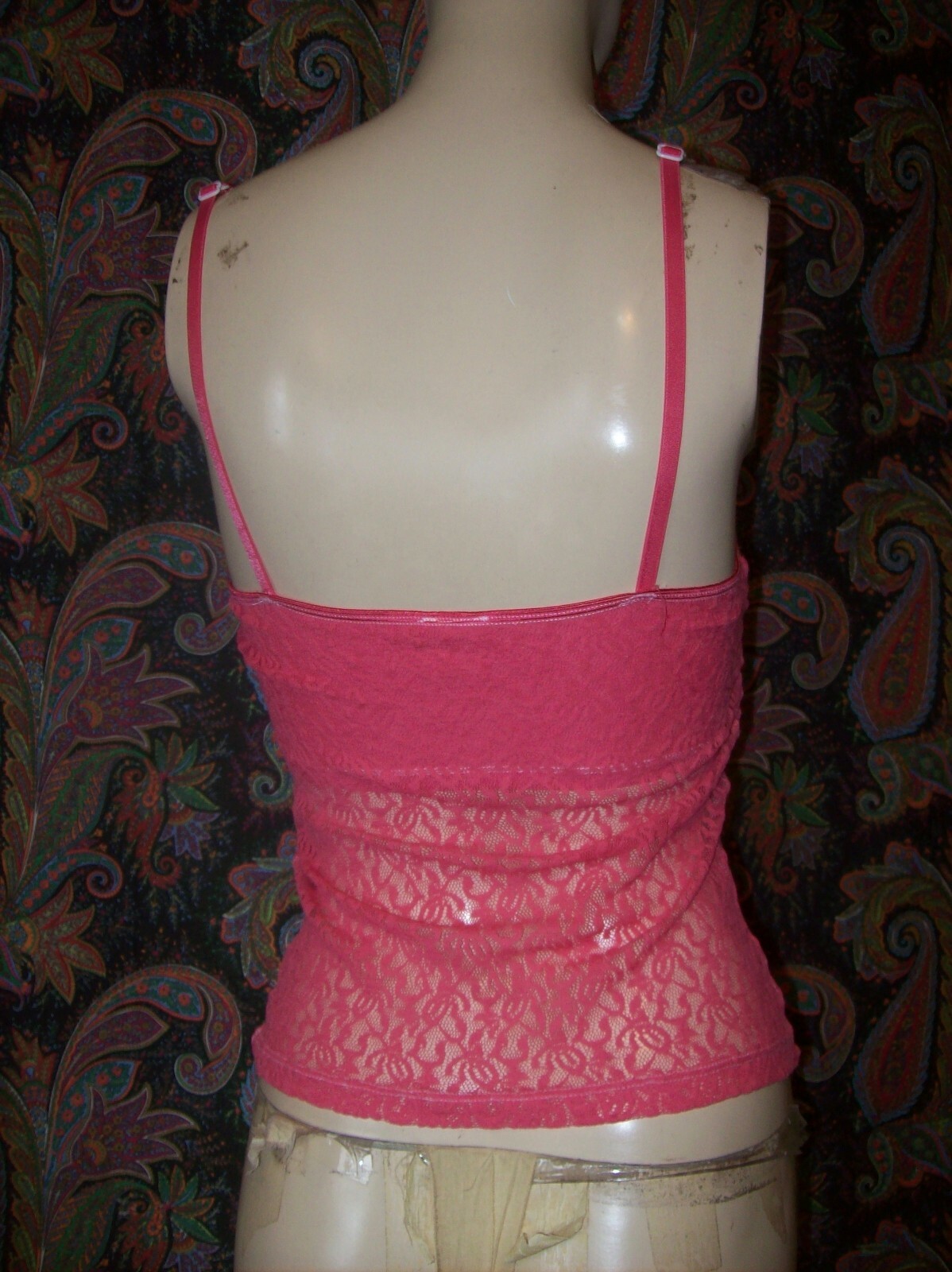 Vintage St.Eve Pink Sheer Knit Lace Shelf Bra Camisole Lingerie M