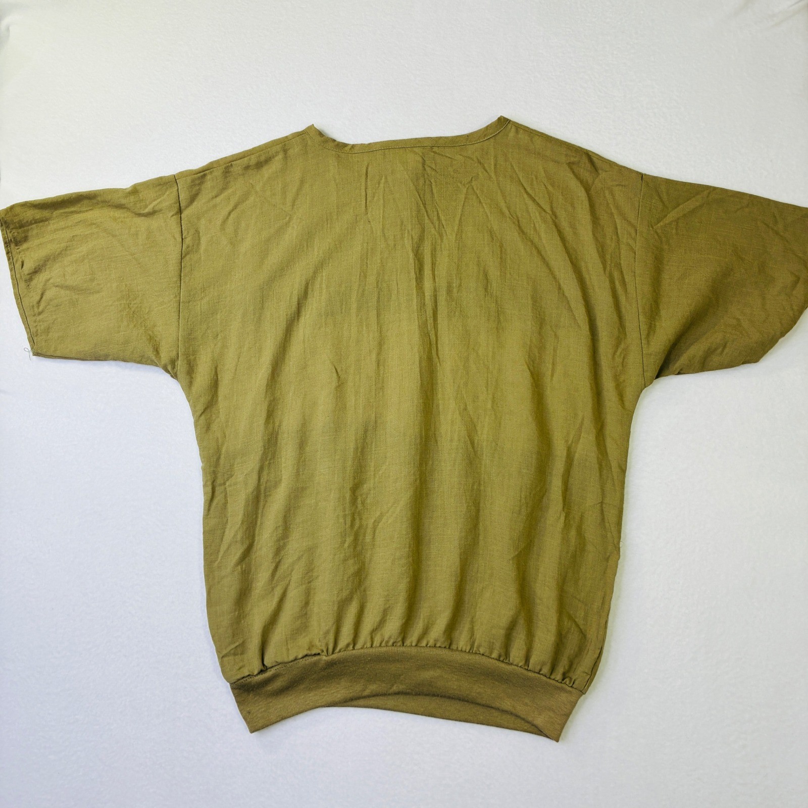 Vintage The Season Ticket Polka Dot Colorblock Henley Top Mustard Yellow Size M