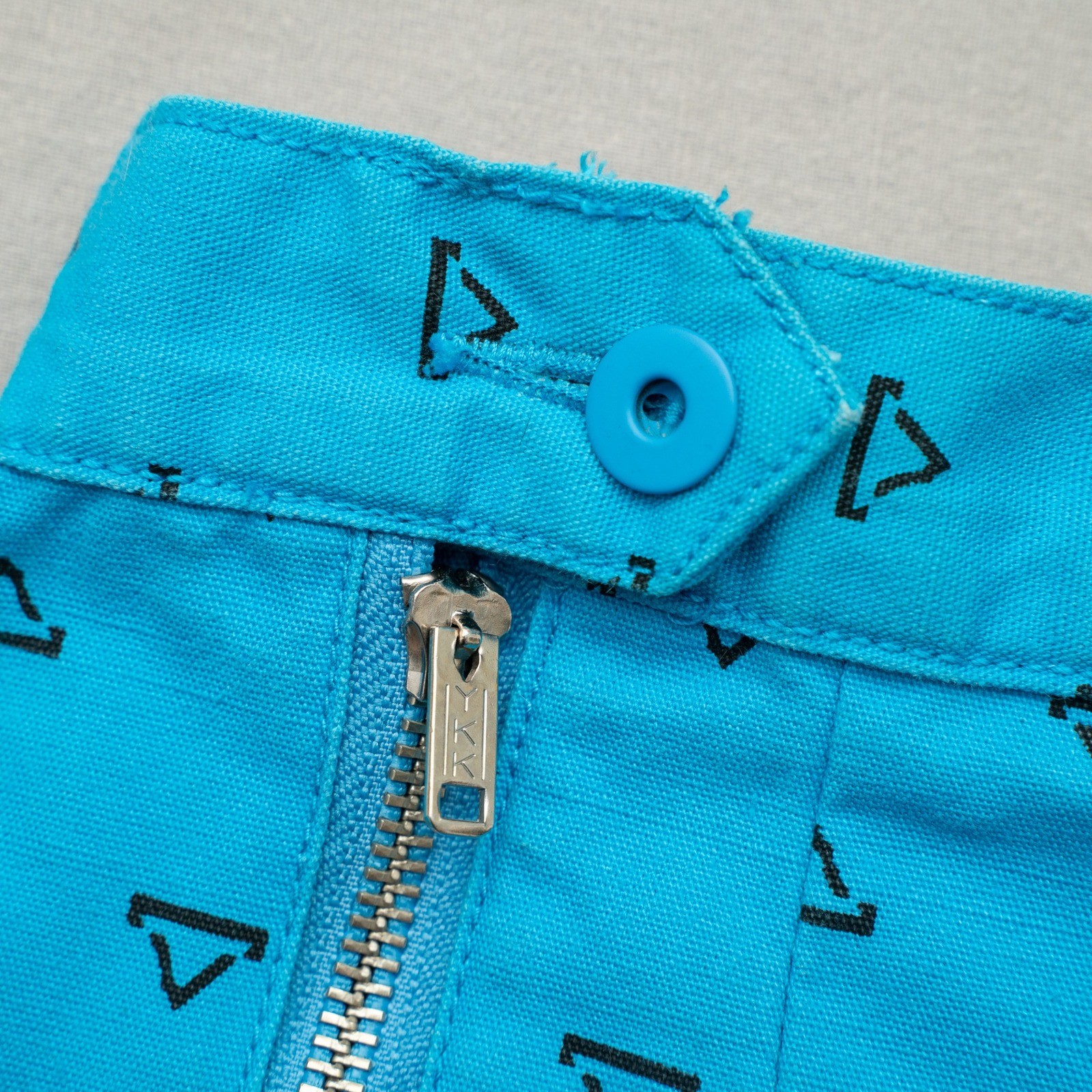 Vintage 80s Pleated High Waist Blue Pattern Side Zip Womens Pants 11/12 Cotton