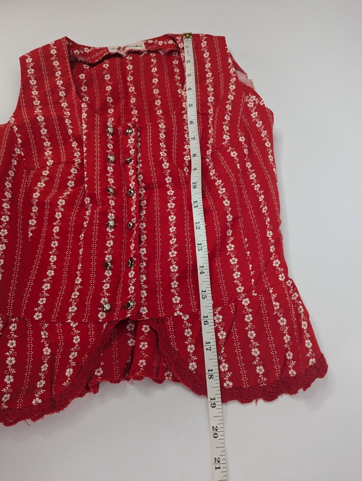 Vintage Lucie Linden Red Floral 3pc Vest Top Skirt Shorts Set Size 48