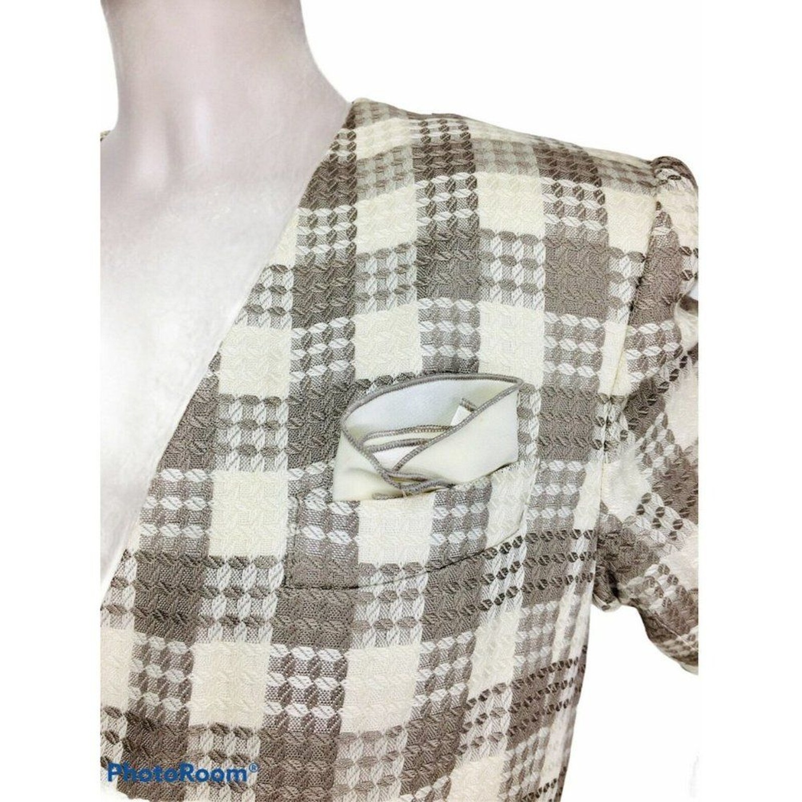 Vintage 80’s High Shoulder Tweed Houndstooth Blazer & Pencil Skirt Business Suit