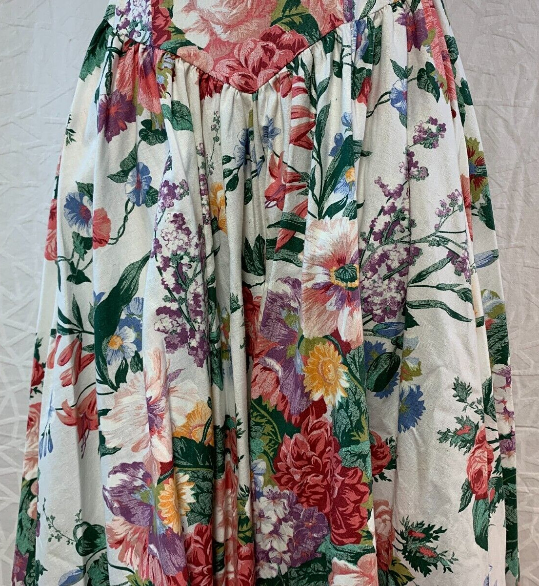 Vintage EXPO Floral Off-Shoulder Flare & Fit Midi Dress ~ 1980’s Garden Party