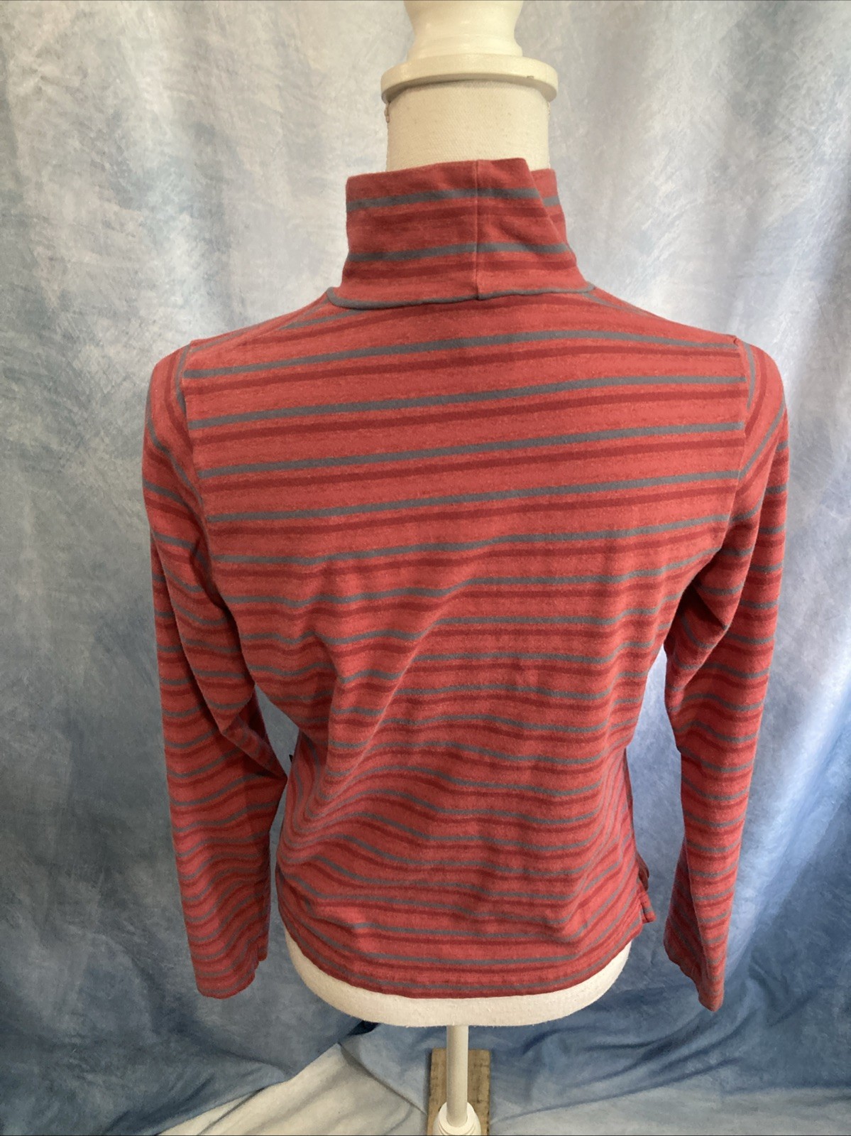 Vtg 90s Y2K Woolrich Striped Mock Neck Turtleneck Shirt Rosebud Grunge Cropped S