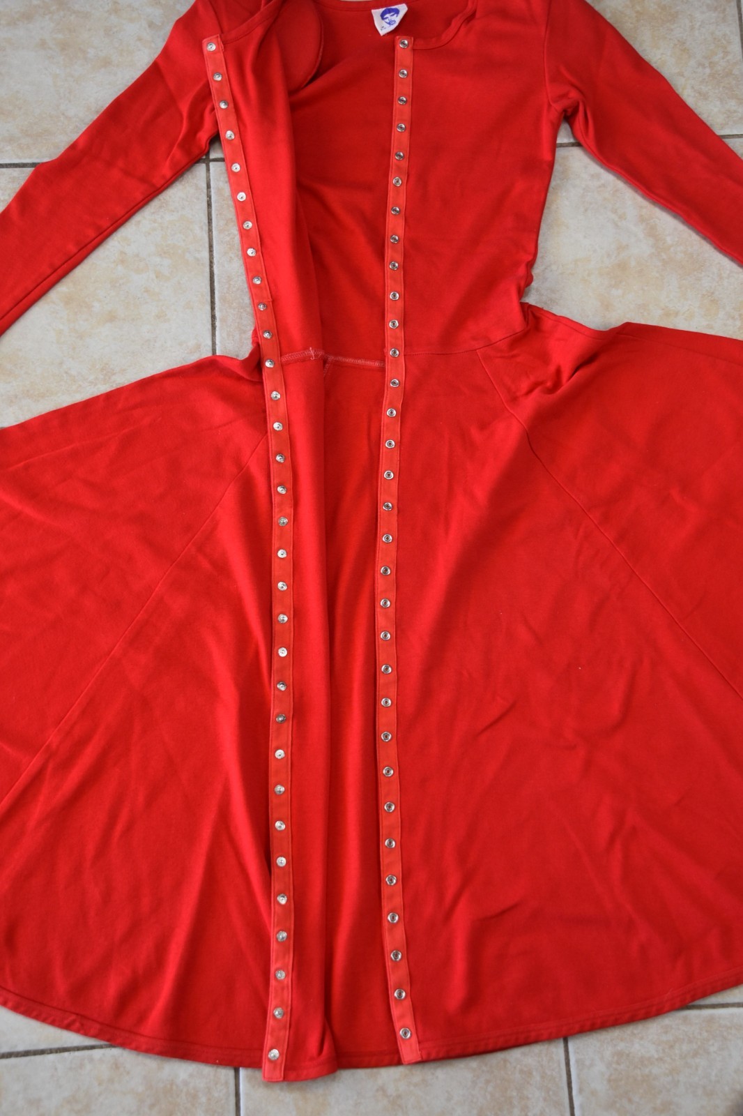 Vintage Betsey Johnson Red Dress 1980’s Punk Label Full Front Button Up M 8-10