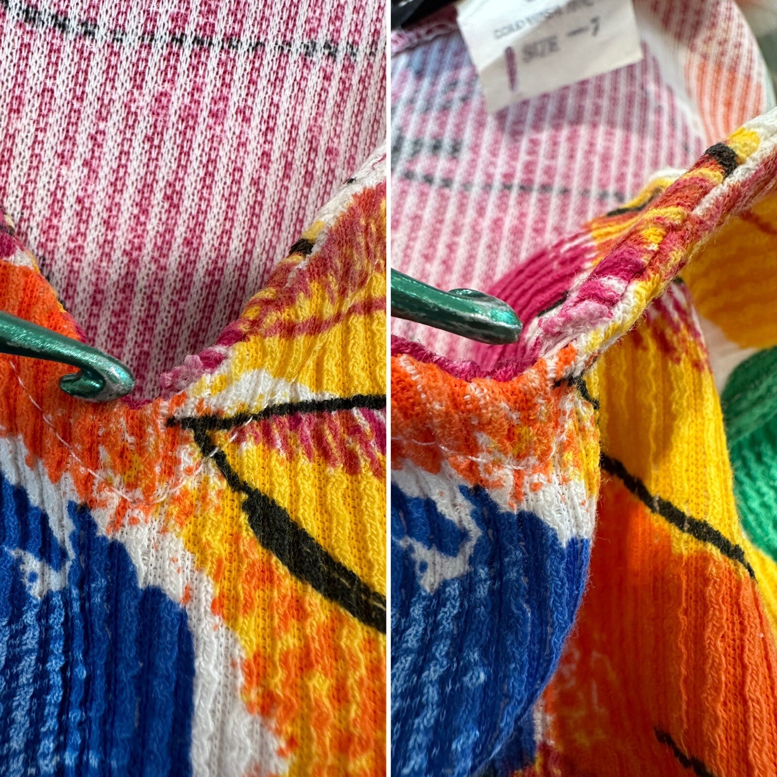 VTG 70’S IRRESISTIBLE II TROPICAL COLORFUL FLORAL PRINT CAP SLEEVE TOP S-M