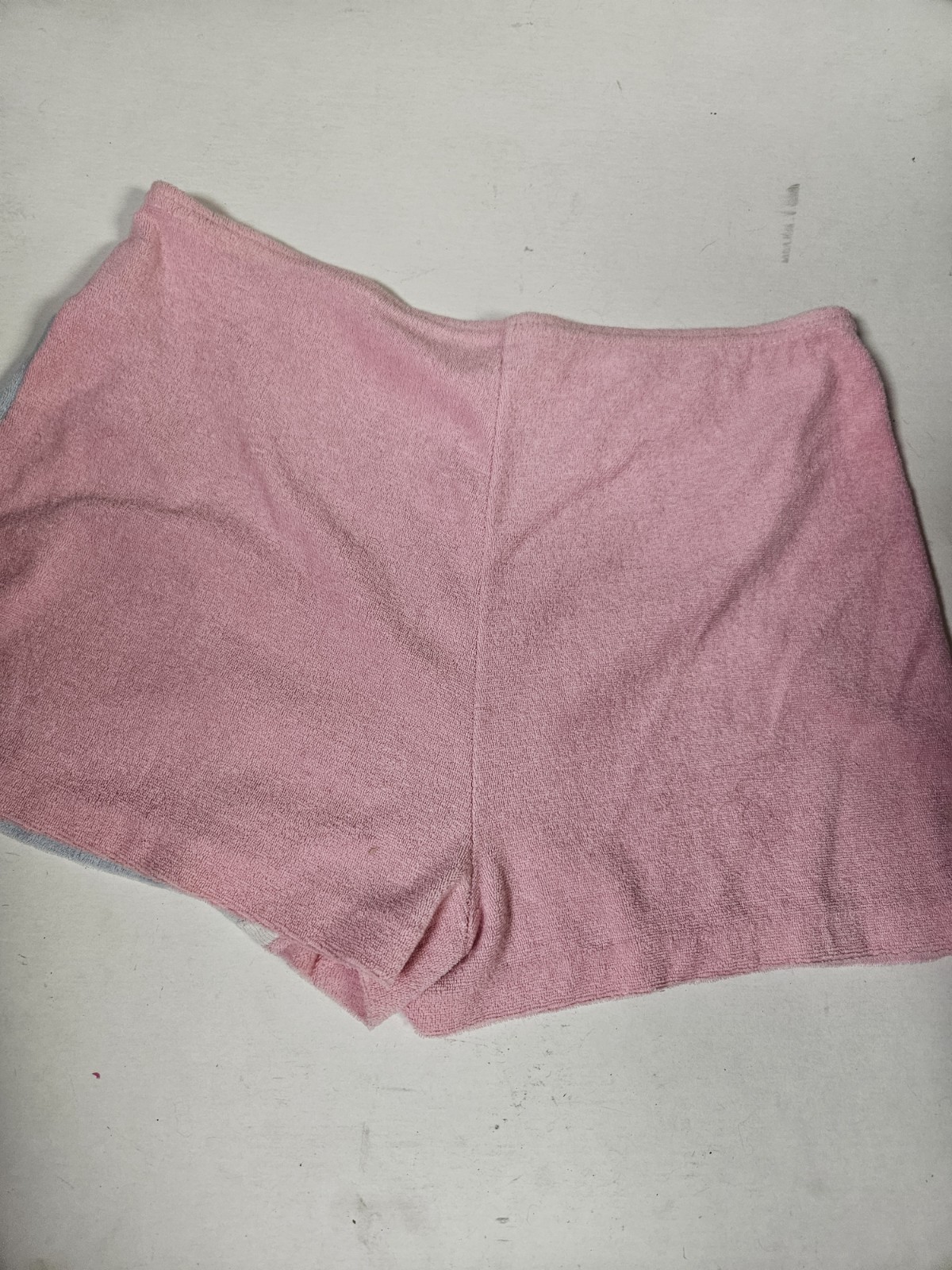 Vintage 80s Pink Terry Cloth Shorts Size Large Union Made Pink White Blue
