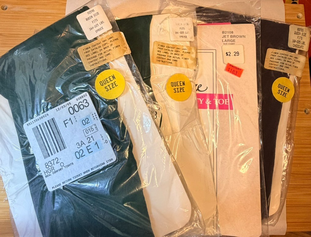 Lot 4 VTG Queen Size Pantyhose Tights NOS Brown Sugar Chadwicks Deadstock 90s