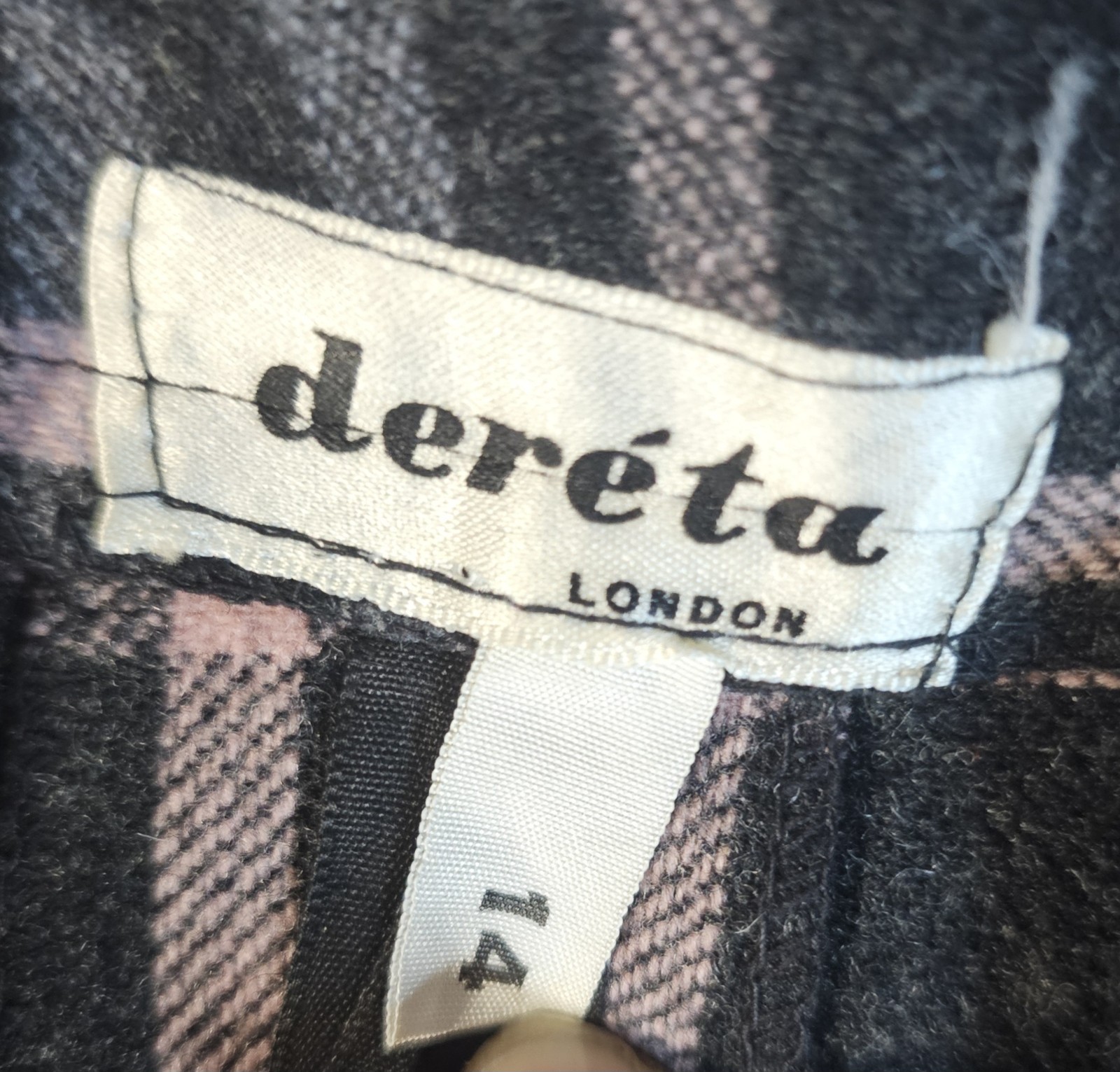 Dereta London 1960s, Pencil Skirt Size 14, Grey W Blue And Pink.plaid VINTAGE.
