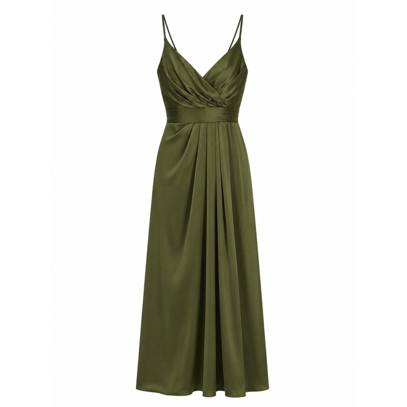 Azazie Olive Green Satin Bridesmaid Dress A22 Formal Gown