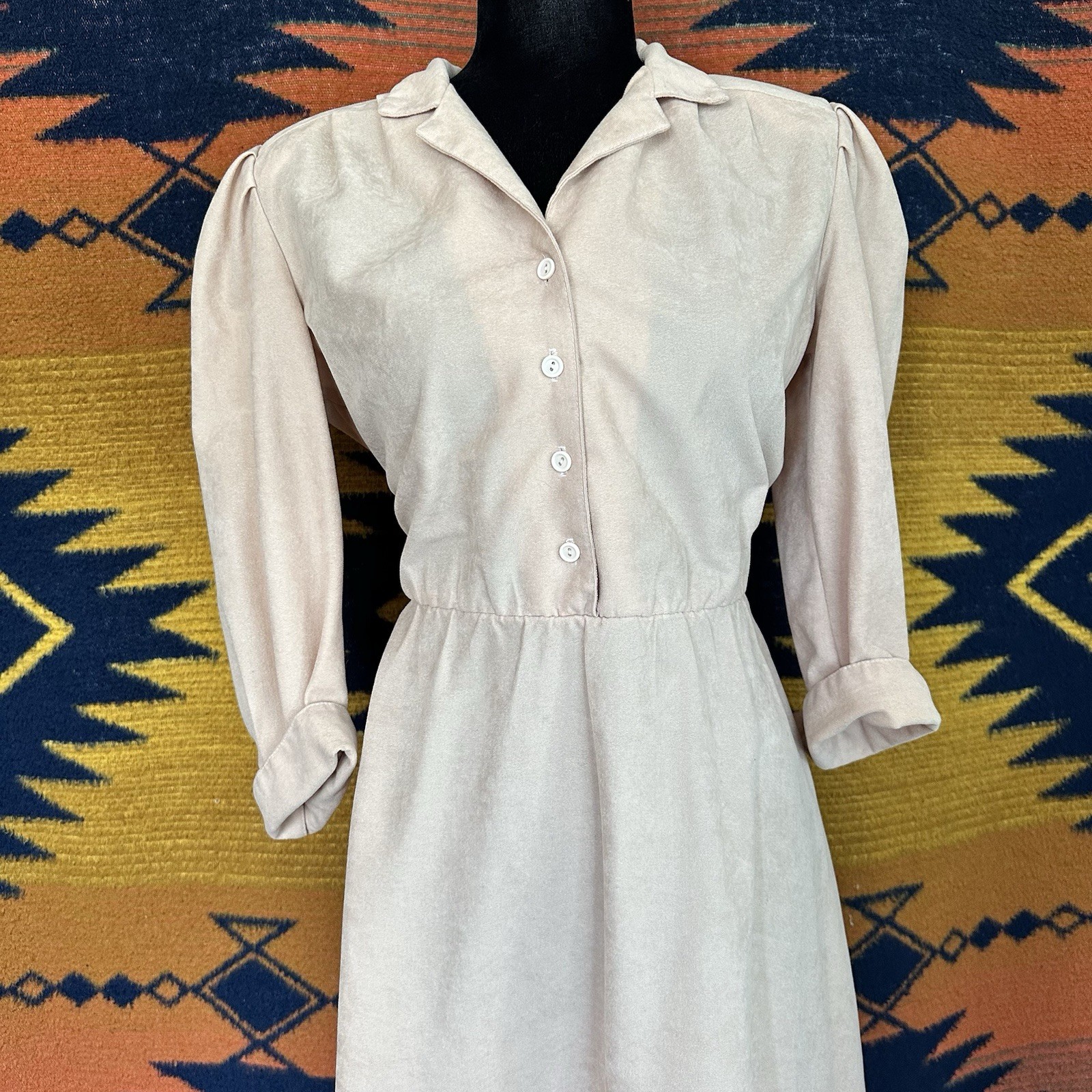 VTG 80’s Stuart Alan Petites Shirt Dress. Midi. Collared. Size 8. Cottage. USA