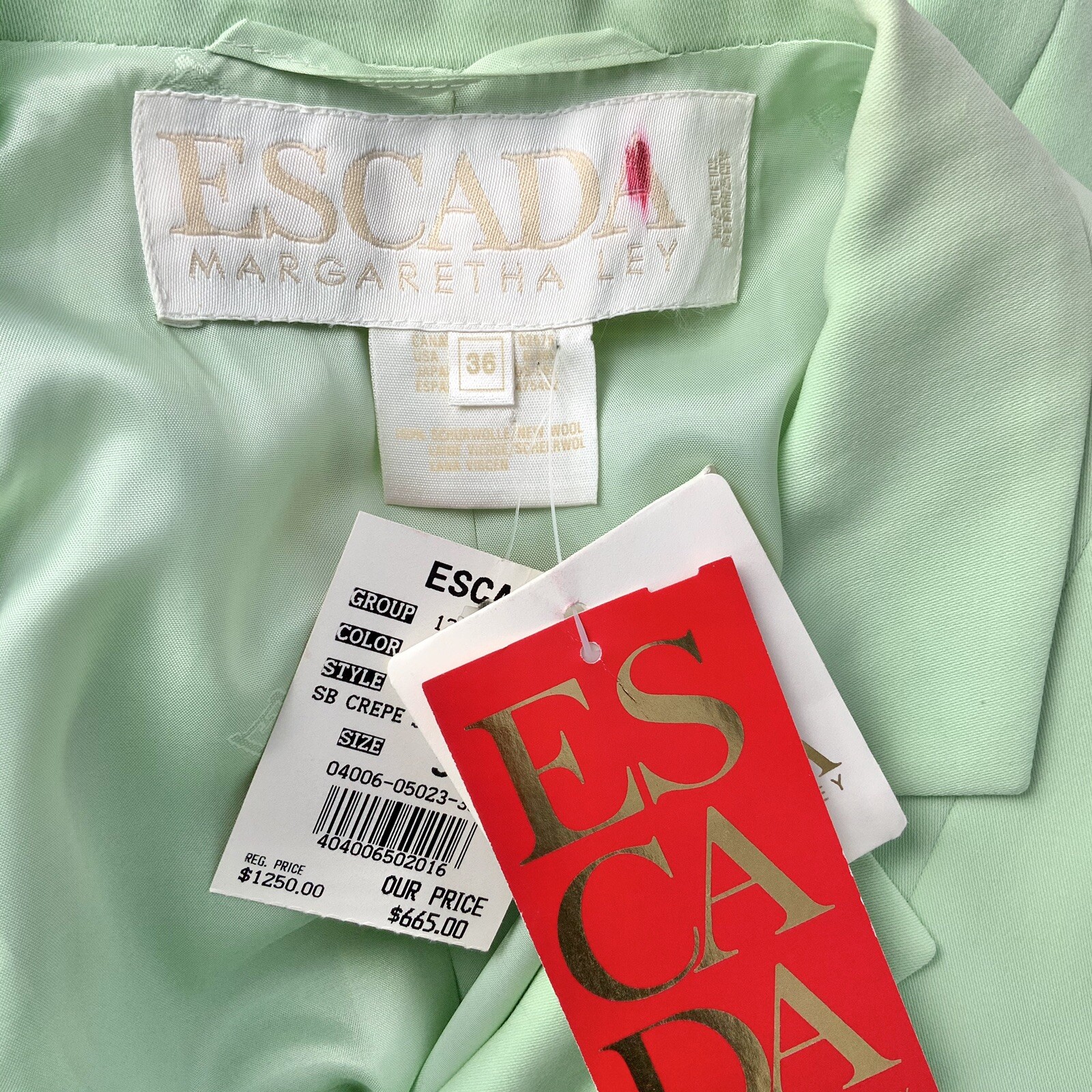 Vintage Escada 80s 1980s Women’s Blazer EU SZ 36 Green Wool Designer Retro