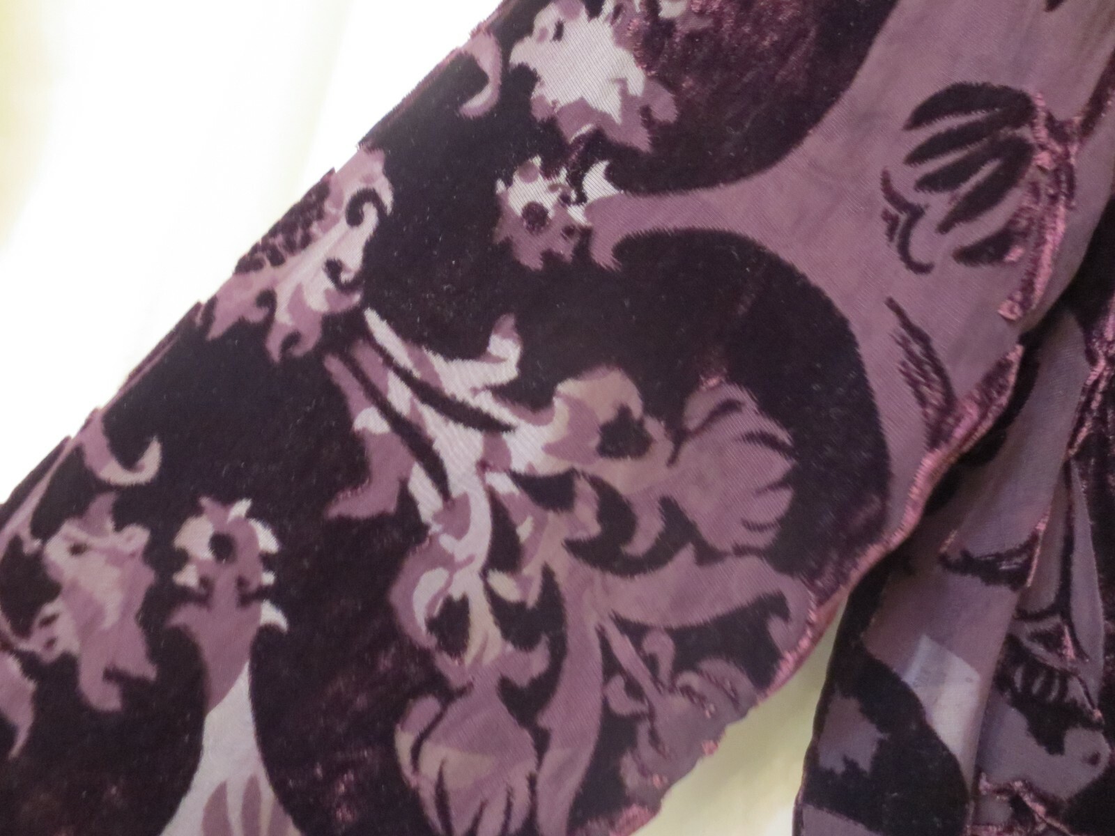 Vtg Jenny Helene Elegant Purple Floral Burnt Velvet Silk Open Jacket Women’s XS