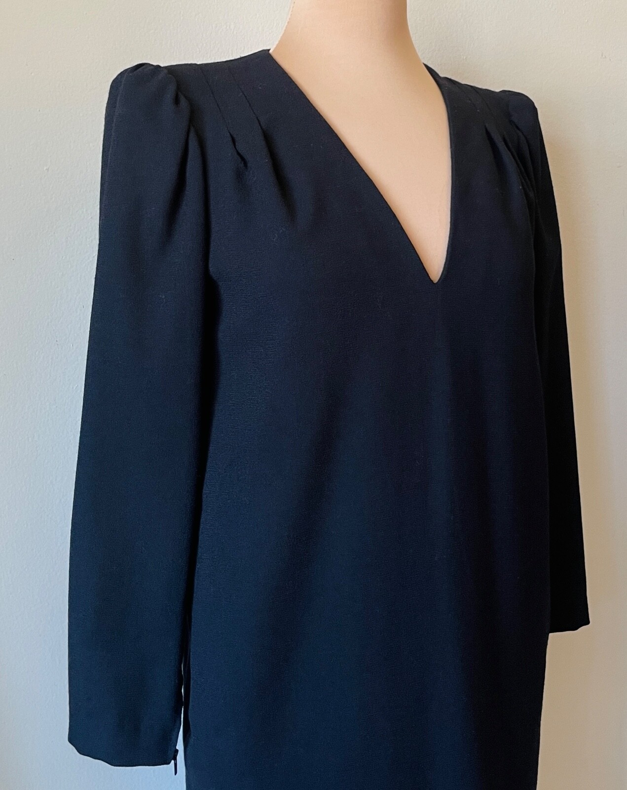 Vintage Nina Ricci Boutique Bloomingdales Size 38 US 8 Black Wool Dress