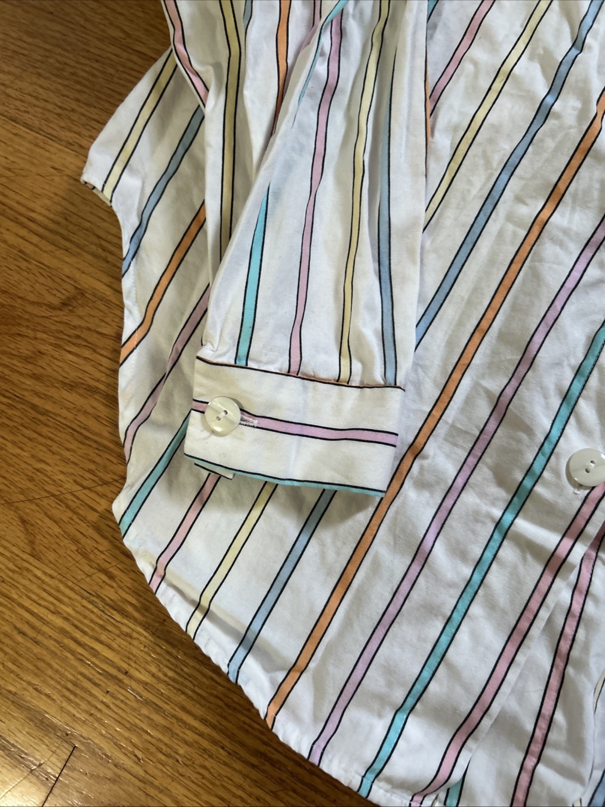 Vintage Averroe Medium Women’s Shirt 100% Cotton Striped Pastels 80’s Candy Vibe