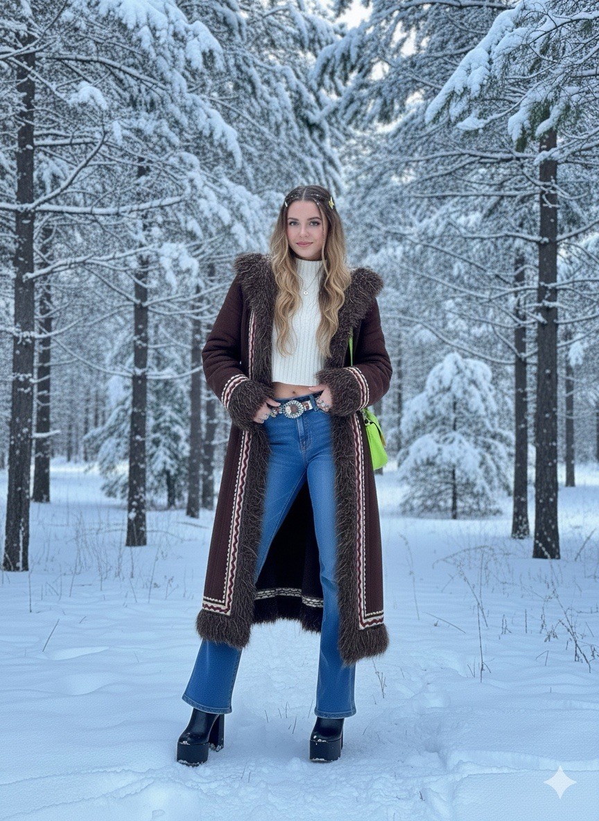 VINTAGE BOHO PENNY LANE AFGHAN STYLE FAUX FUR EMBROIDERED COAT FROM TOP SHOP 8 S