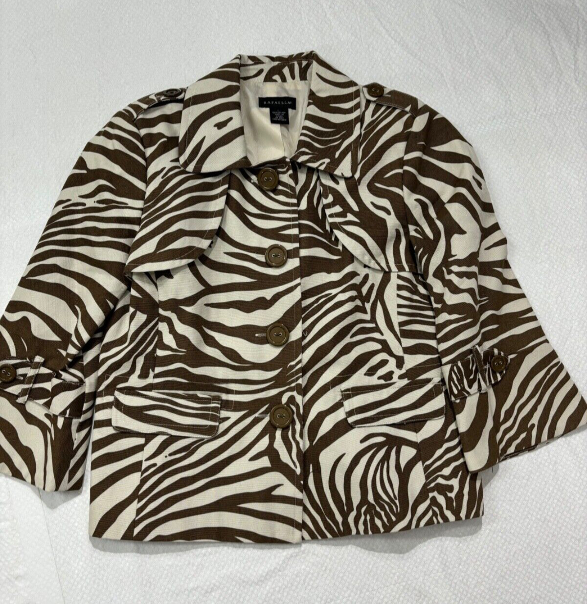 Rafaella Vintage Career Designer Jacket Giraffe Print Tailored Buttoned Lined