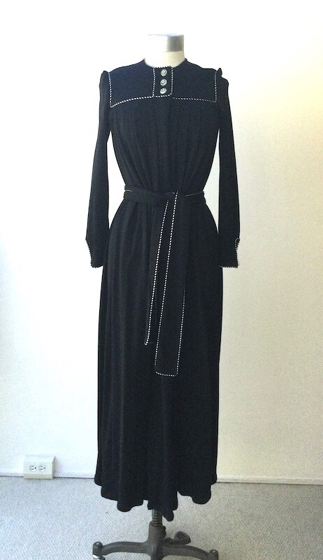 Vintage 1970’s John Bates Jean Varon Long Black Jersey Dress