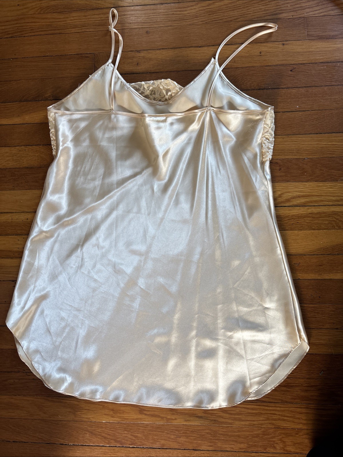 Vtg Intimate Moods Slip Dress Sz XL Yellow Satin Lace Lingerie Coquette Y2K