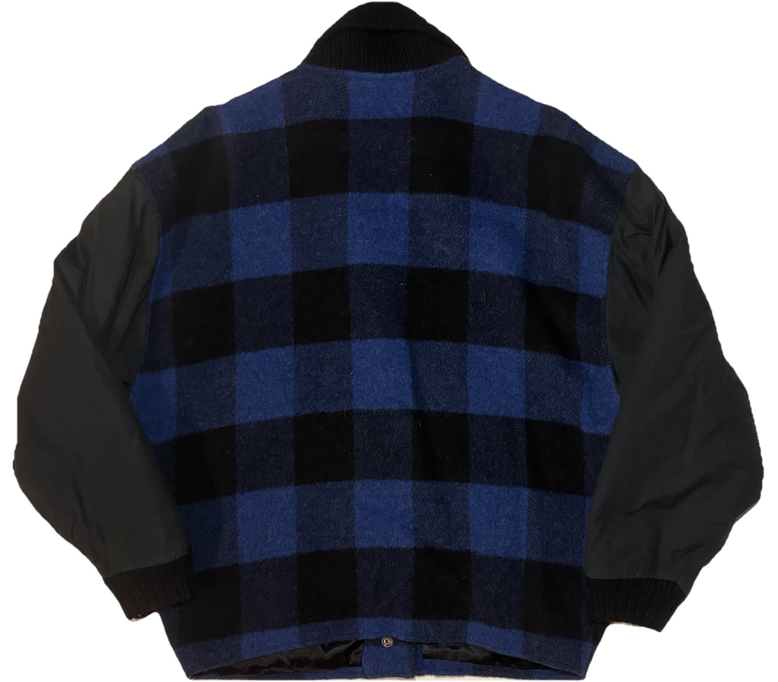 True Vintage 70s 80s Wool Blend Buffalo Check Shawl Collar Snap Jacket Women 42F