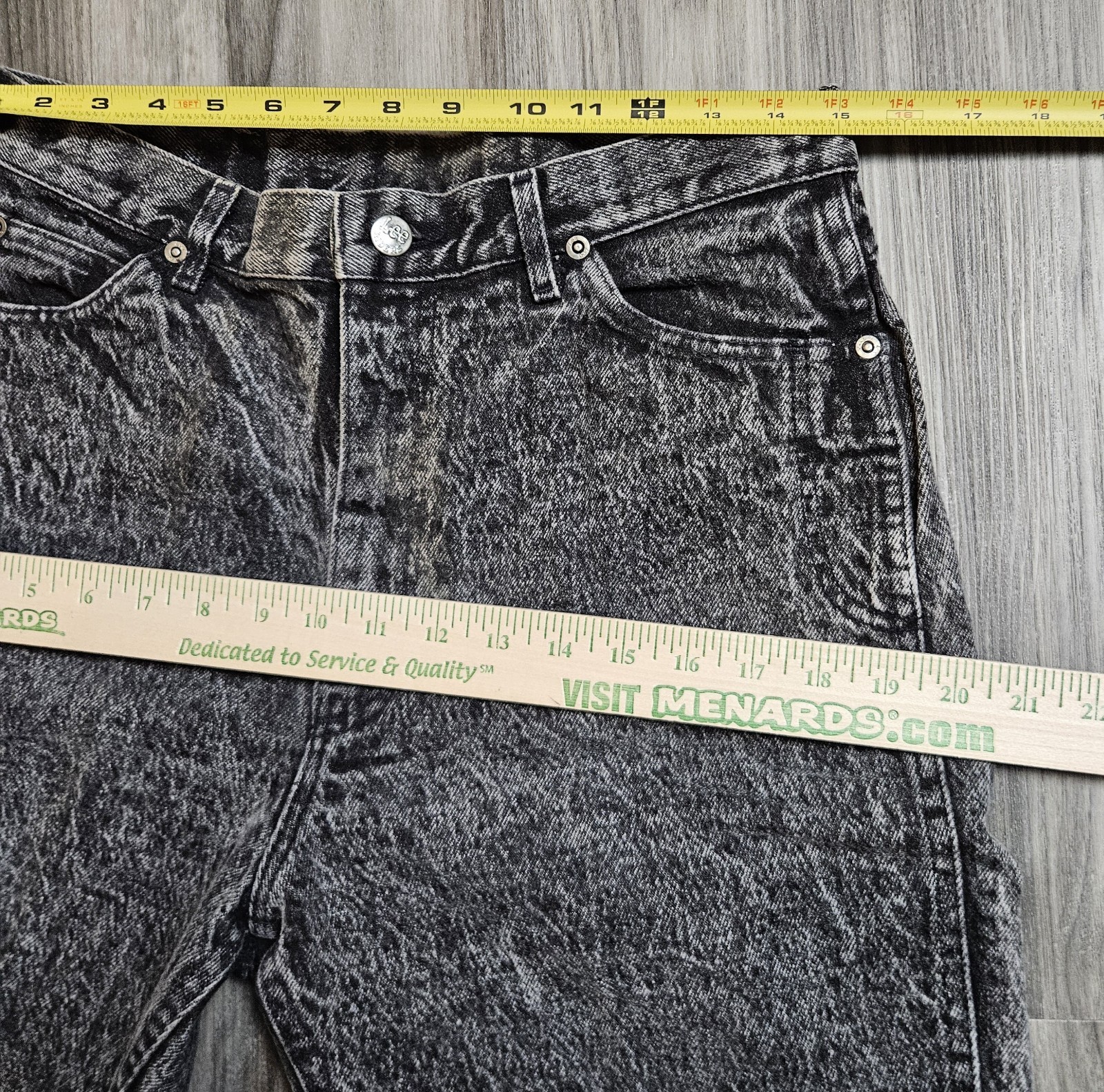 VTG 1980s Lee Black/Gray ACID Wash High Waist Retro Denim Jeans Size 15 30×31