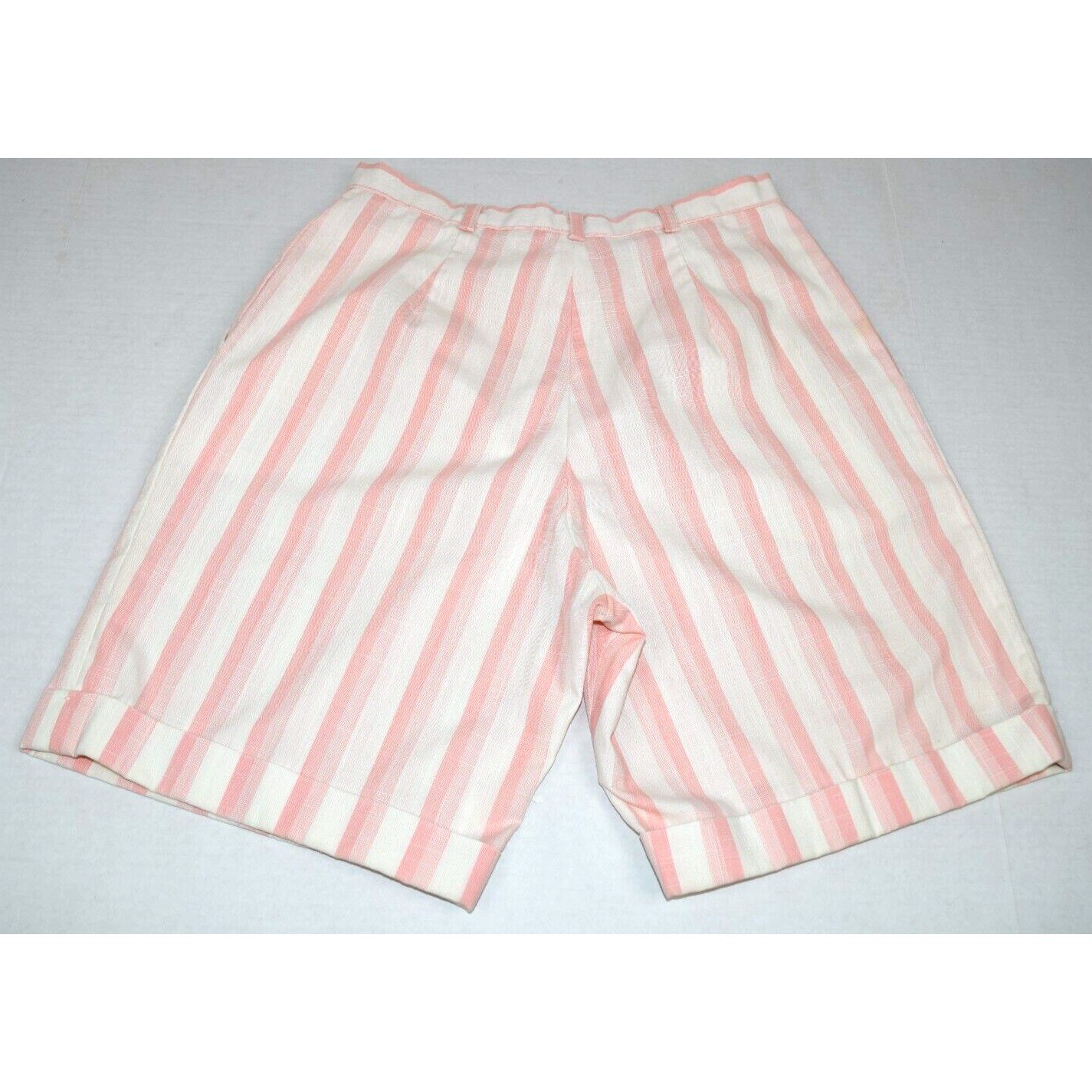 Vintage Shorts Leon Levin Size 10 70s Pink Vertical Stripe High Rise
