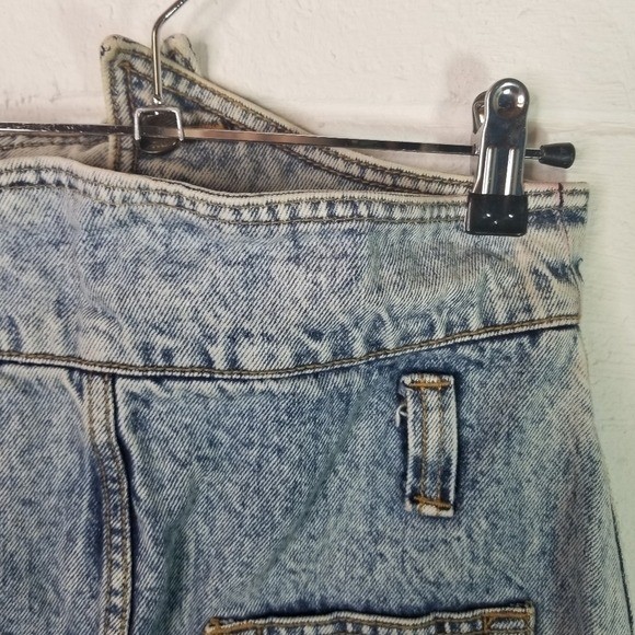 Vtg 80s 1980s Limited Express Acid wash denim paper bag High Waist Jean Skirt 26