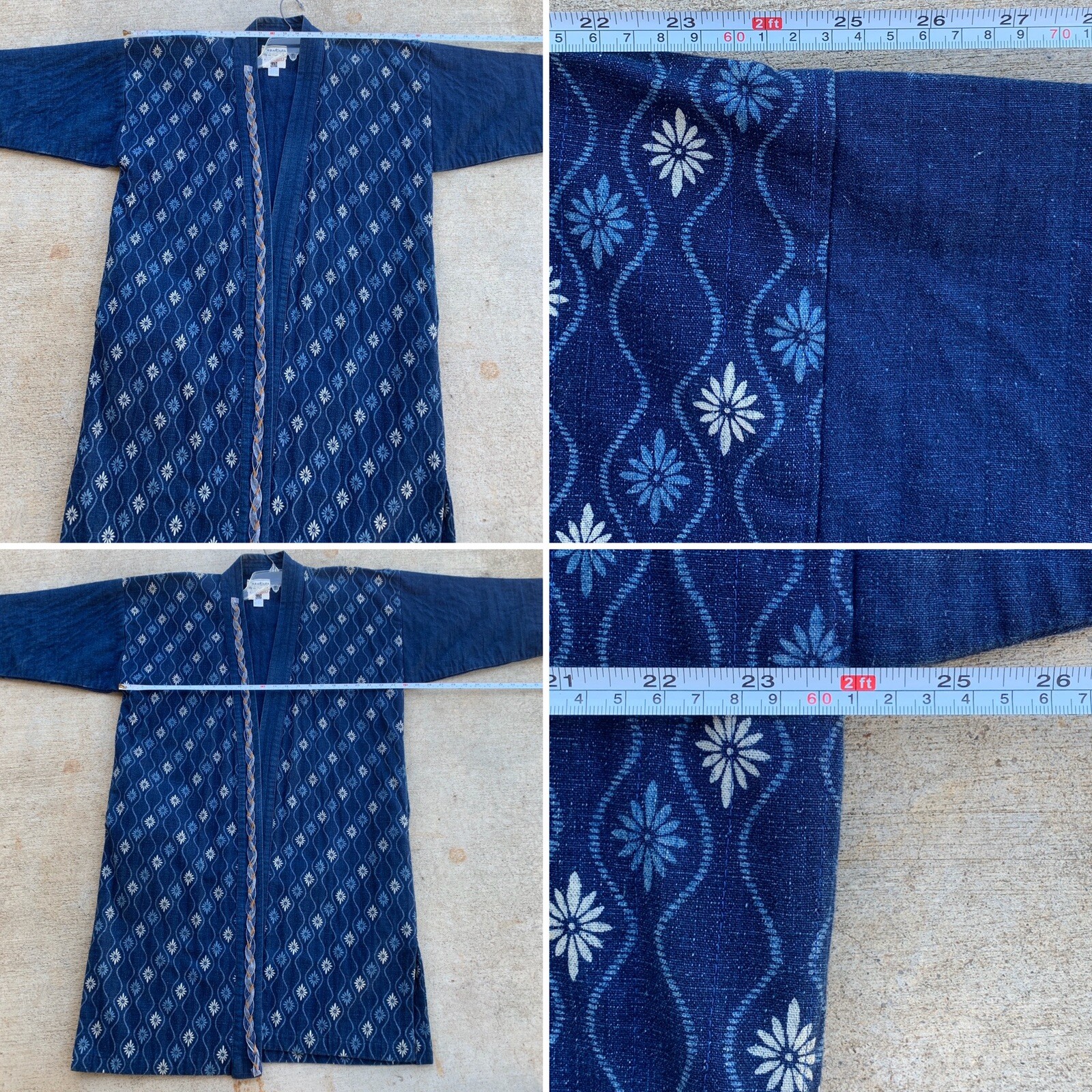 Vintage Sasakura Gensho Kimono Made In Japan Cotton Indigo Denim L