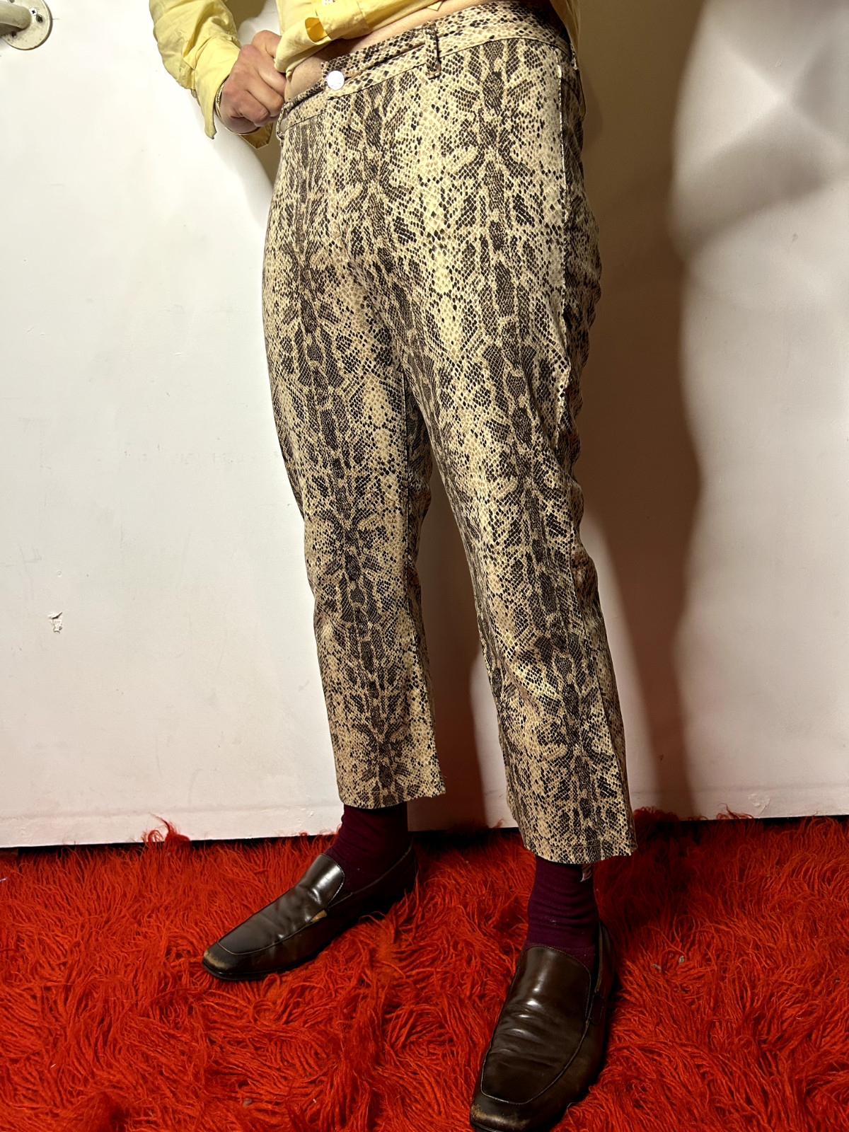 Vintage Australian WESTCO Snakeskin Print Flare Pants Glam Metal Stagewear W33/L