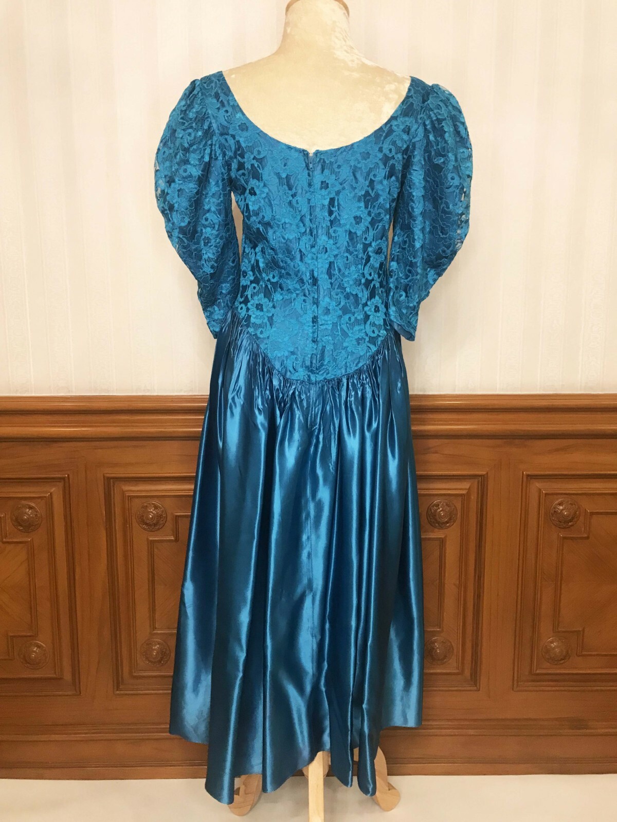 Vintage Dance Allure Floral Lace Prom Party Formal Dress Gown Sz S/M USA ilgwu