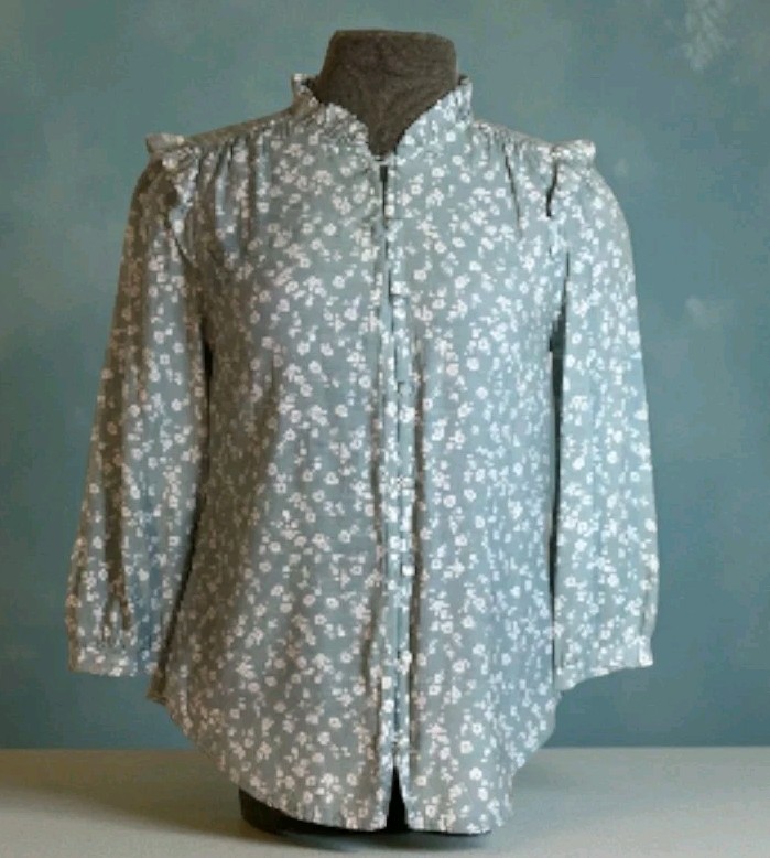 Vintage Loran Conrad Grandmacore Blouse,Size-Small, 3/4 Button Up,