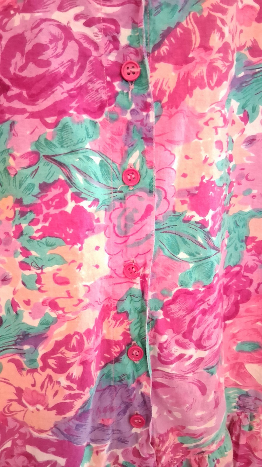 Vintage 80s Laura Tyler Cotton Floral Dress 2X Boho Cottagecore V Neck Mini