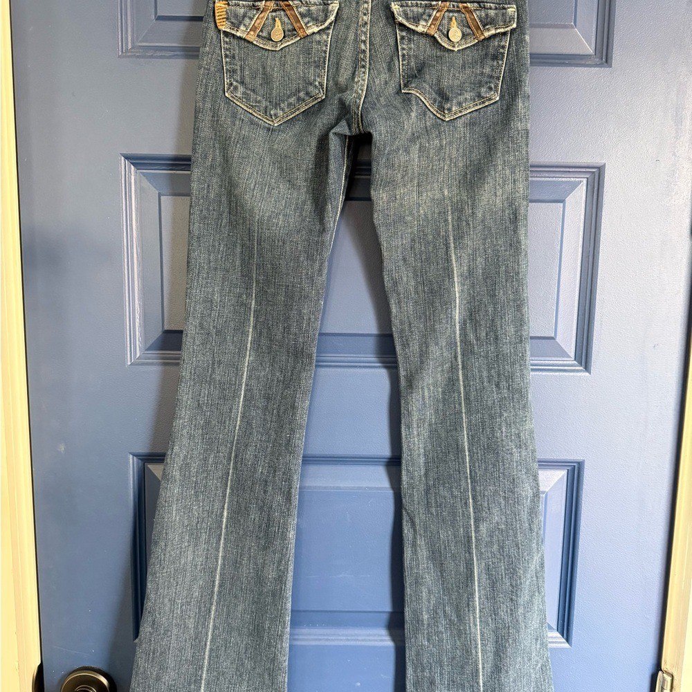 PAIGE Vintage Fairfax Blue Washed Flare Jeans sz 25- Y2K