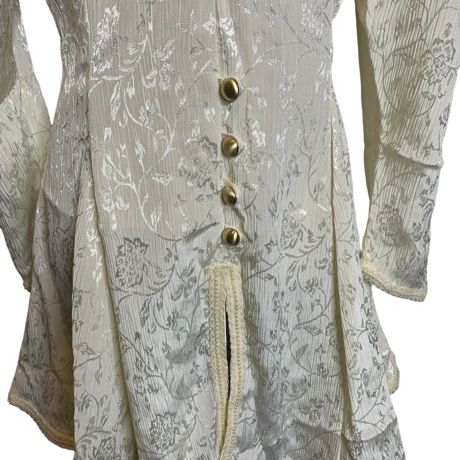 Vintage Wedding Dress Skirt Top Veil Faux Pearls Gold Tone Buttons Handmade