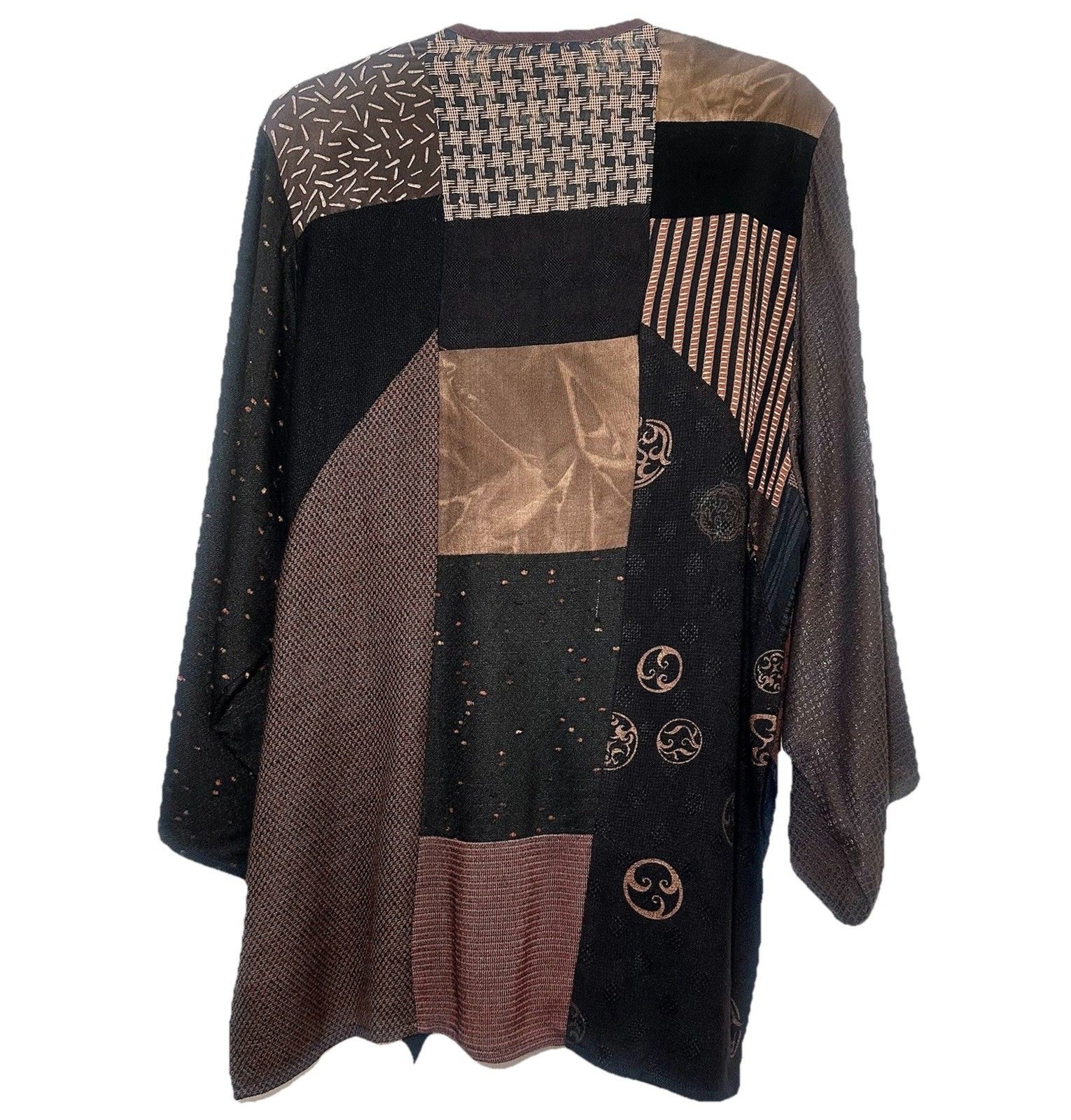 Vintage Donna Jessica Art To Wear Medium Patchwork Silk Blend Blouse Jacket