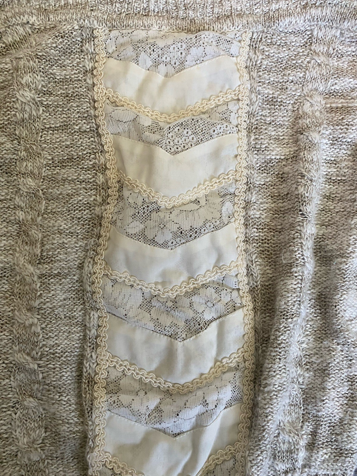 Vintage 1980s Cream Light Sweater Lace Detail XS Small