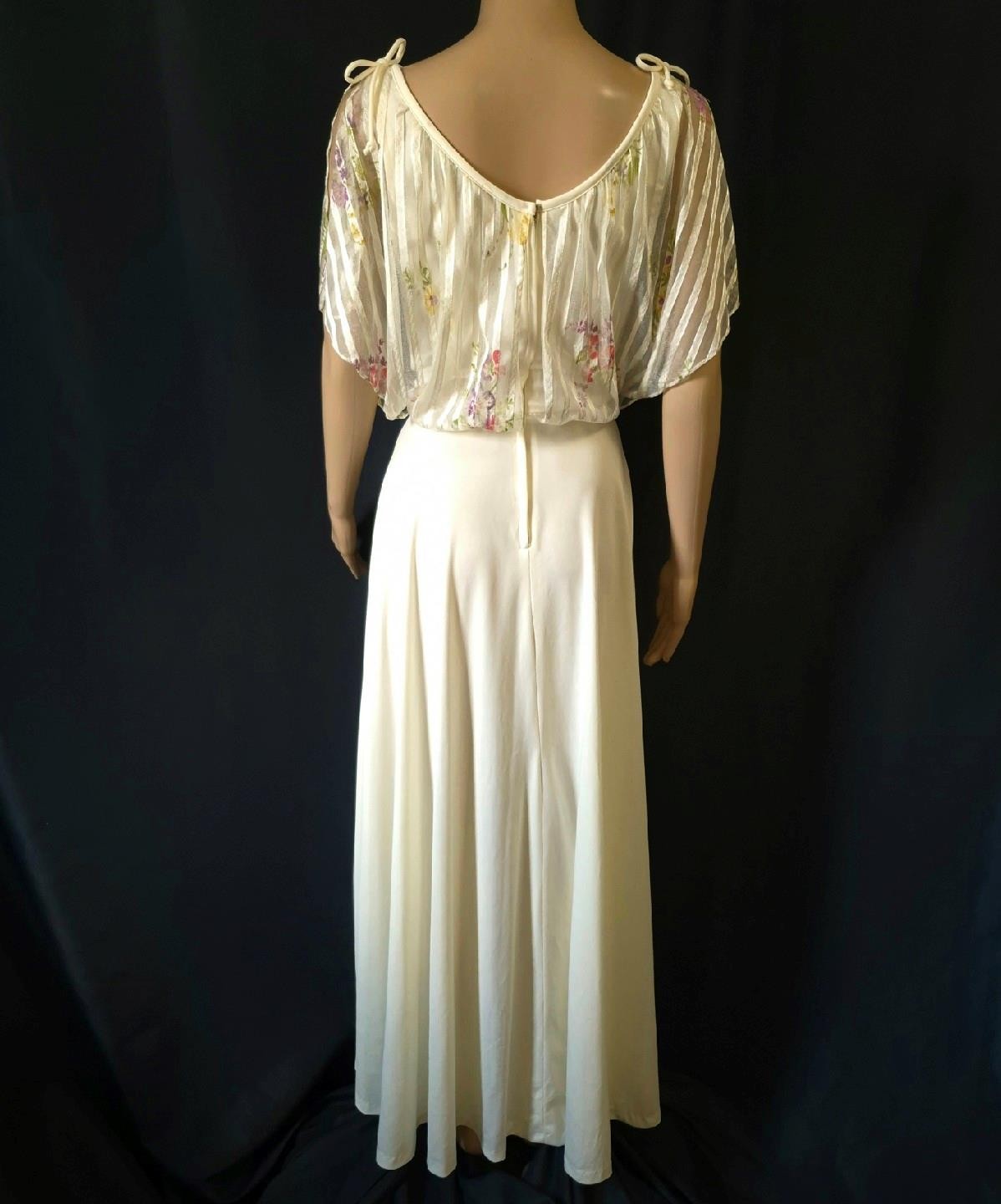 BOHEMIAN vintage 1970s FLOATY CHIFFON & DRAPED JERSEY MAXI DRESS – S
