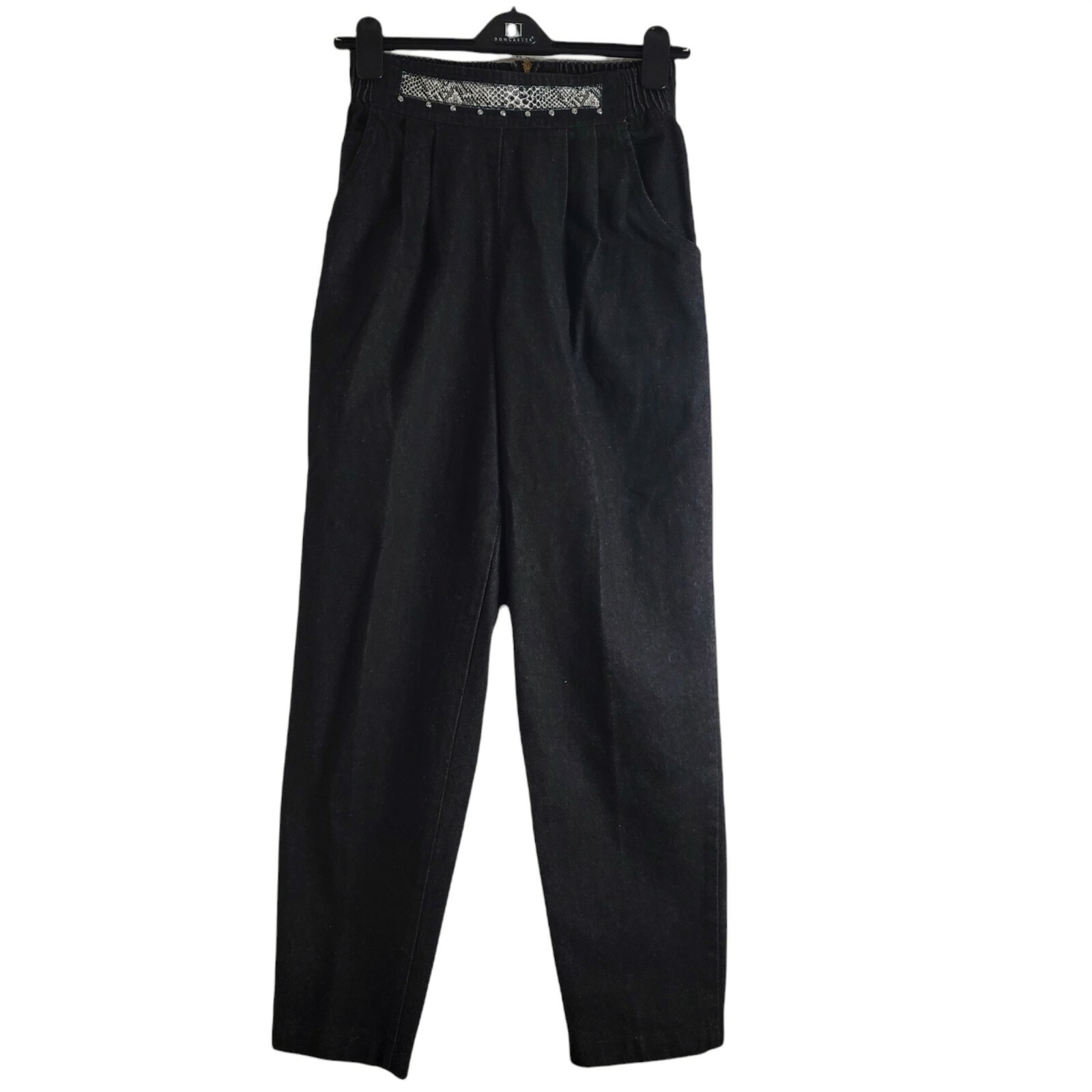 Vintage Rio inc High Waist Straigt Leg M Black zip black pleated front Jeans