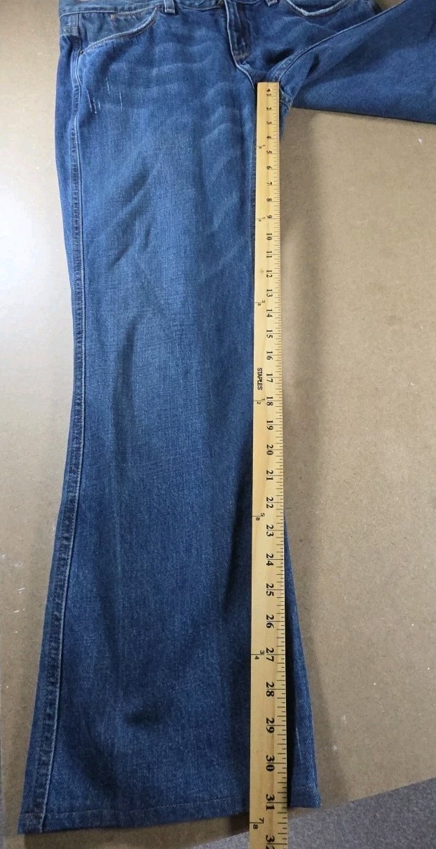 Polo Ralph Lauren Jeans Womens 32 Blue Relaxed Flare Denim Cotton Dungarees