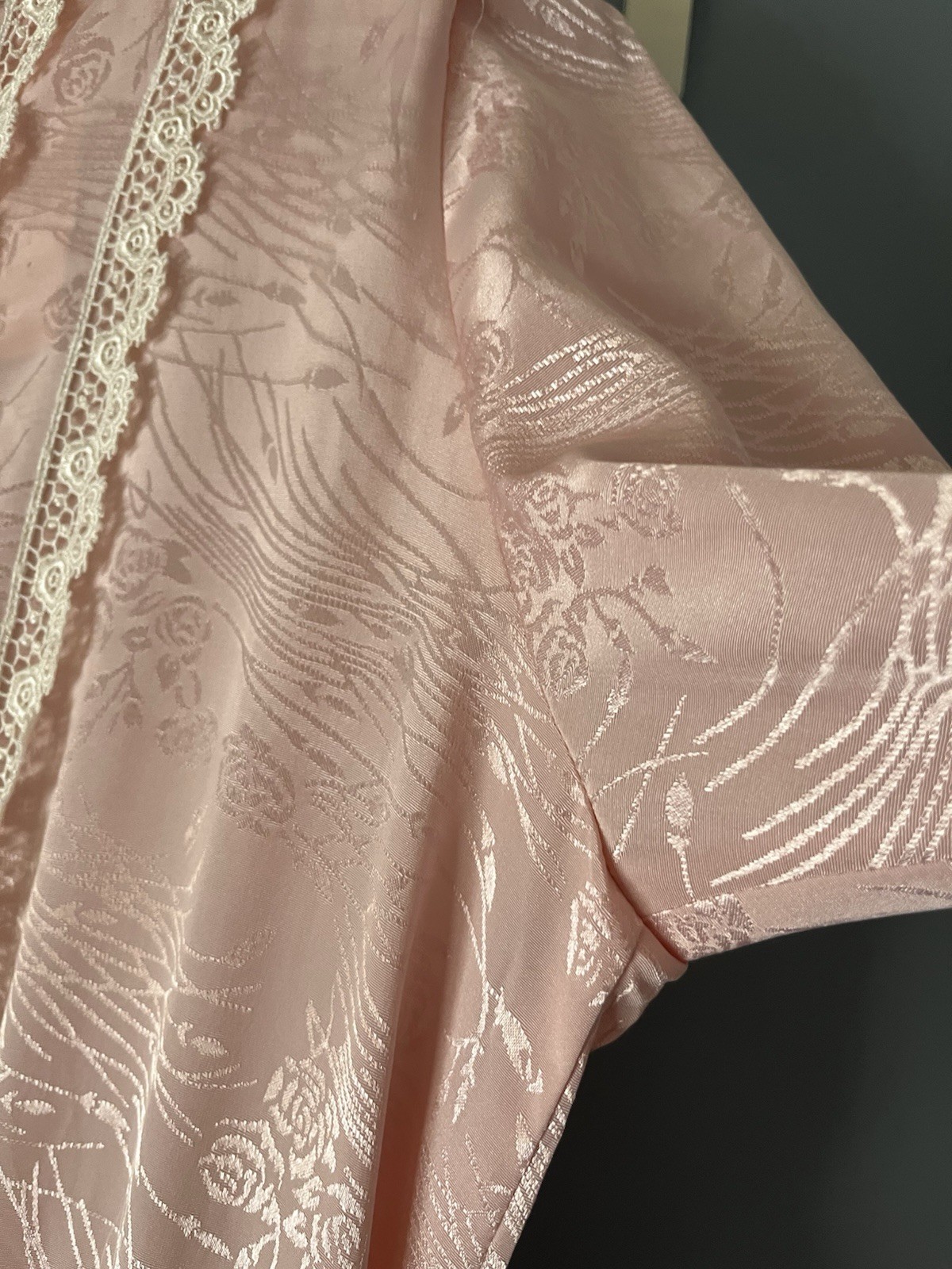 Vtg Nilani Lace Dress Blush Pink Drop Waist Button Shoulder Pads Sz 12