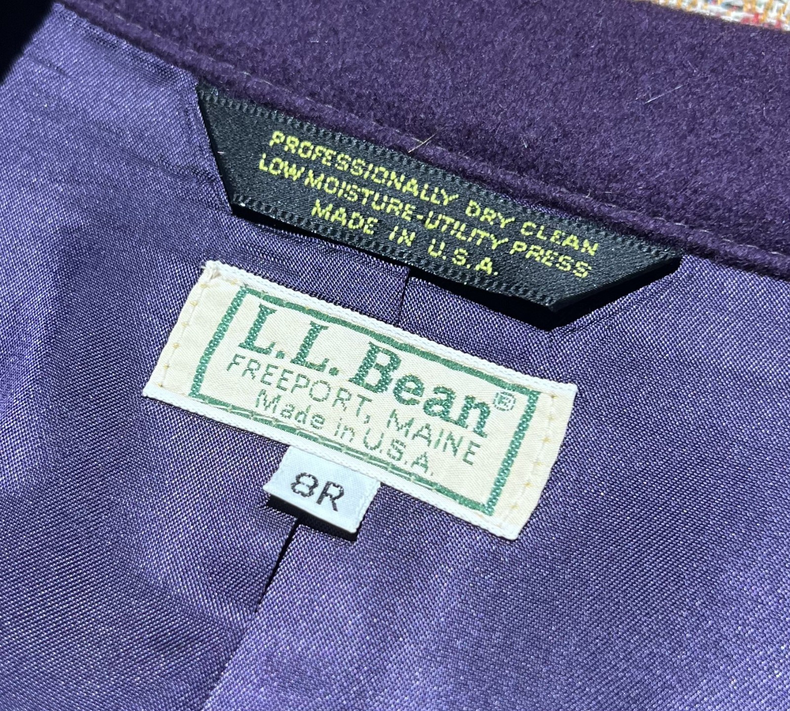 VINTAGE MADE IN USA L.L. Bean Women’s Wool Cashmere Blazer 8 Regular Plum