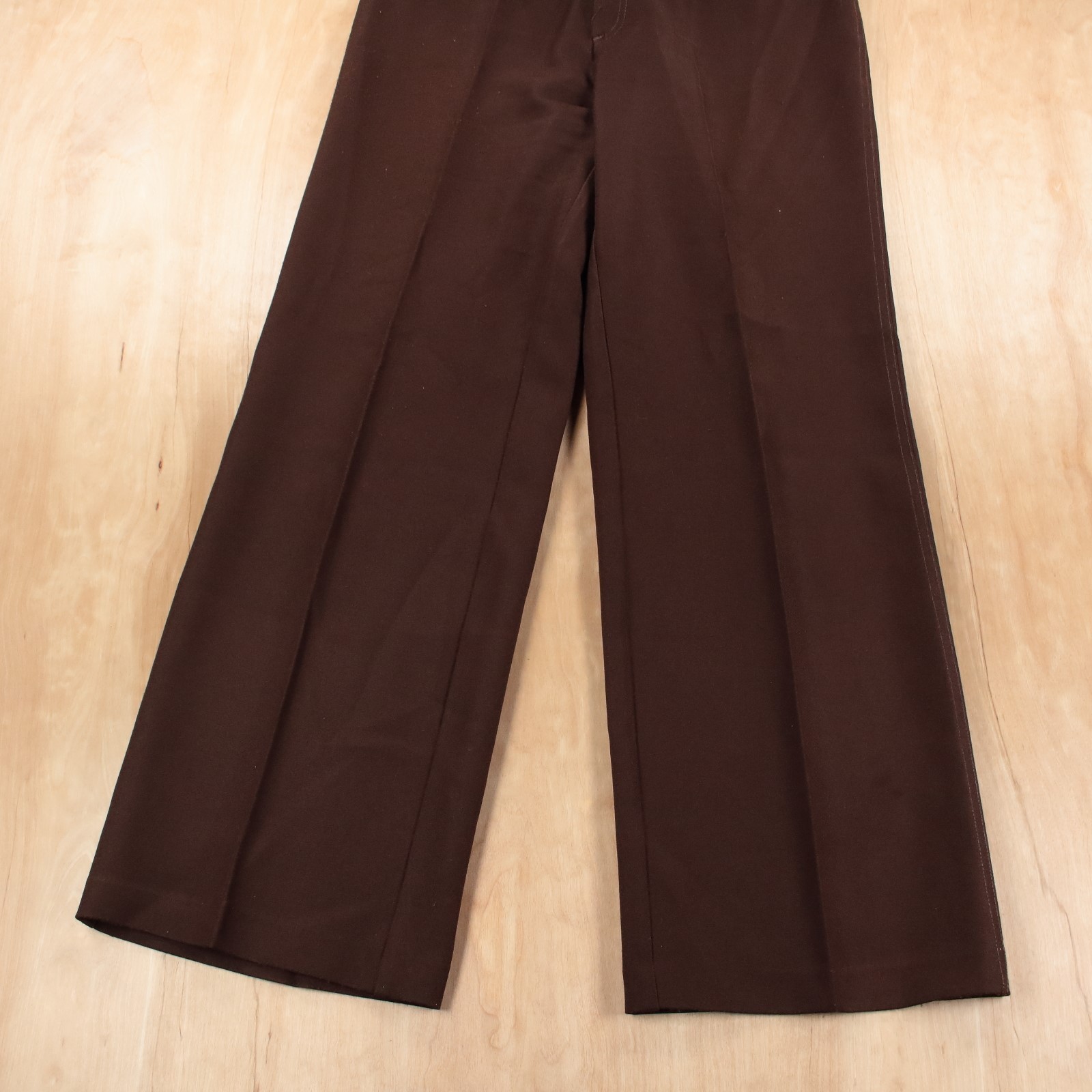 LEVI’S hi rise wide leg brown polyester dress pants 33×32 vtg 70s usa scovill
