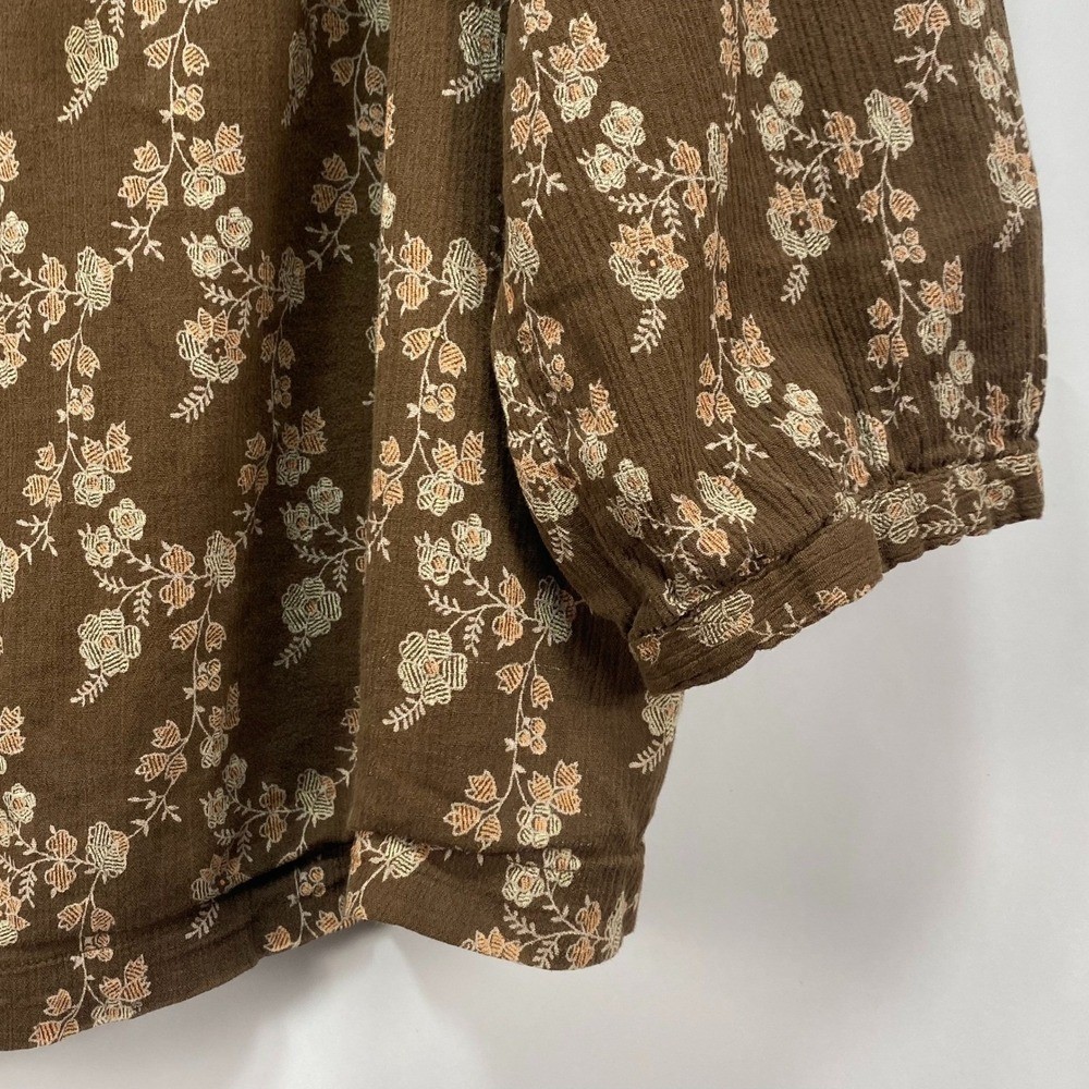 Route 66 Brown Floral Boho Peasant Blouse Women’s 3X/4X VTG Cottagecore Romantic