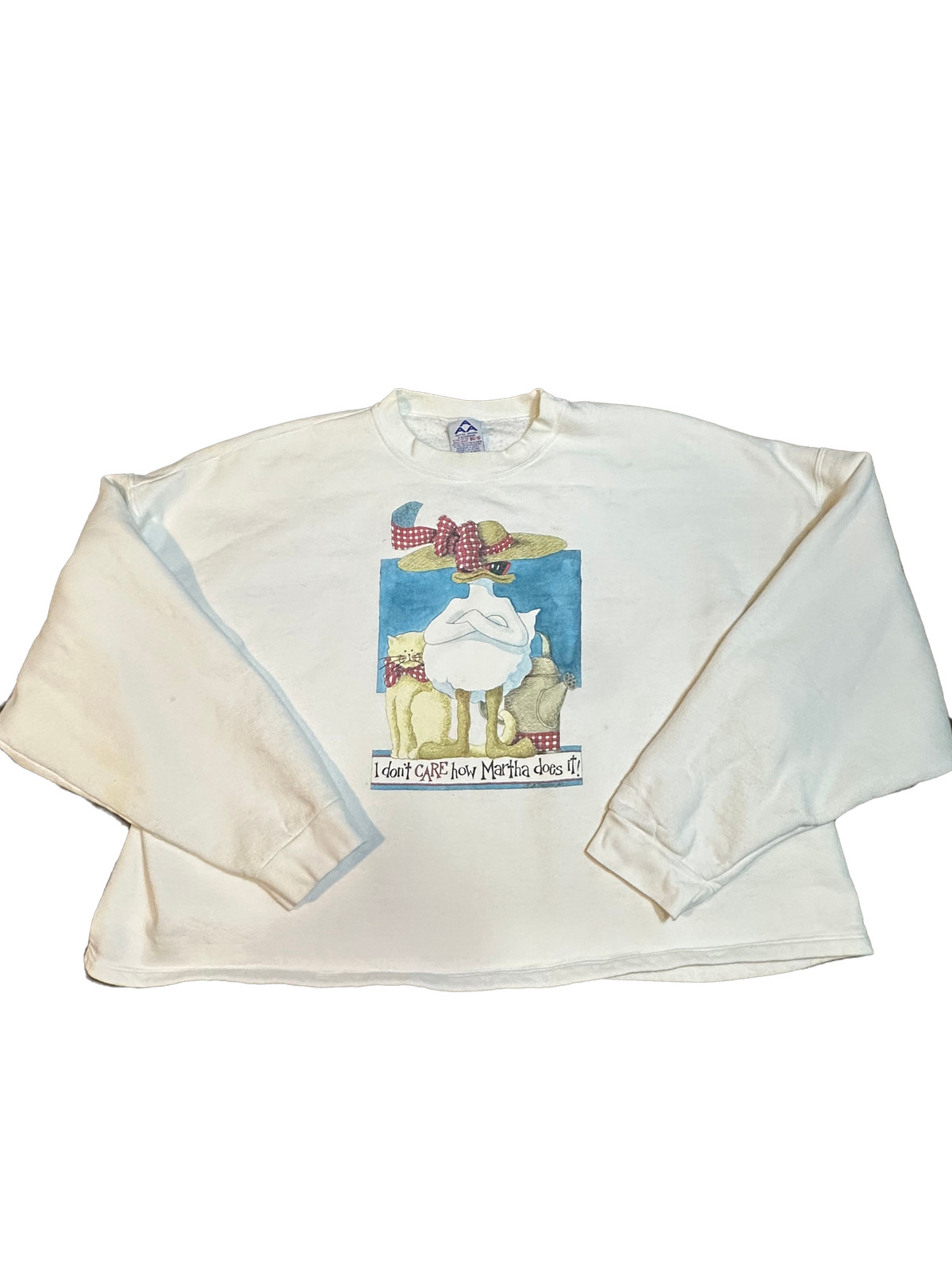 Vtg AAA Alstyle 90s Sweatshirt Womens 4XL Funny Martha Stuart Duck Graphic White